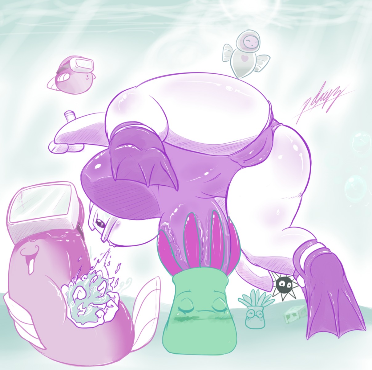 ass female female_focus kirby kirby_(series) nintendo pdxyz pussy rule34 rule_63 underwater