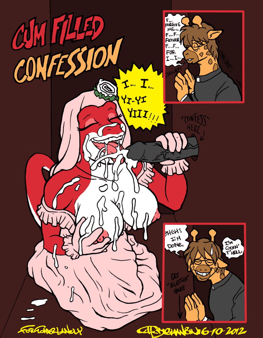 anthro big_breasts bodily_fluids breast_fondling breast_grab breast_play breasts bride christianity clothing cum cum_in_mouth cum_inside cum_on_breasts cum_on_face cumshot digital_media_(artwork) dress duo e621 ejaculation english_text erection eyewear female fondling genital_fluids genitals giraffe giraffid glans glasses glory_hole hand_on_breast handjob hi_res humanoid_genitalia humanoid_penis male male/female mammal messy nipples non-mammal_nipples open_mouth oral orgasm penile penis priest religion reptile scalie sex tail text thebigmansini vein veiny_penis