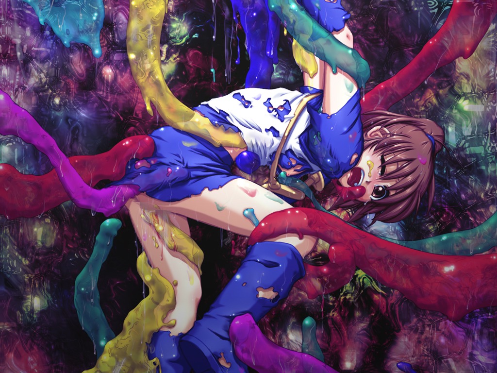 ambiguous_penetration arle_nadja blue_puyo breasts brown_eyes brown_hair caryo clothed_sex clothing covered_penetration female green_puyo imminent_rape implied_penetration implied_sex madou_monogatari nipples open_mouth penetration purple_puyo pussy puyo_(puyopuyo) puyo_puyo red_puyo restrained rule34 sex_under_clothes sex_under_skirt short_hair skirt small_breasts spread_legs tentacle tentacle_under_skirt tentacles_under_clothes torn_clothes vaginal_penetration yellow_puyo