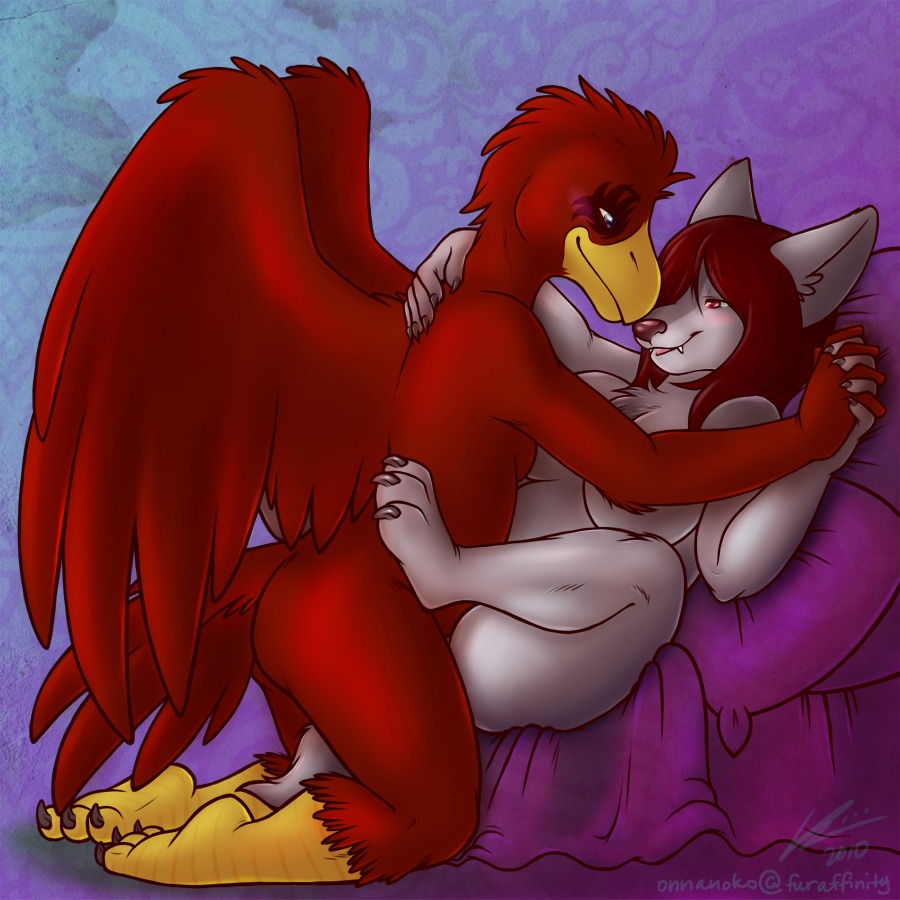 1:1 2010 accipitrid accipitriform anthro avian beak bird breasts canid canine canis digital_media_(artwork) duo e621 feathered_wings feathers female female_penetrated fur grey_body grey_fur hair interspecies legs_up lying male male/female male_penetrating male_penetrating_female mammal nude on_back onnanoko overweight penetration purple_eyes red_body red_eyes red_feathers red_hair sex shaded slightly_chubby wings wolf