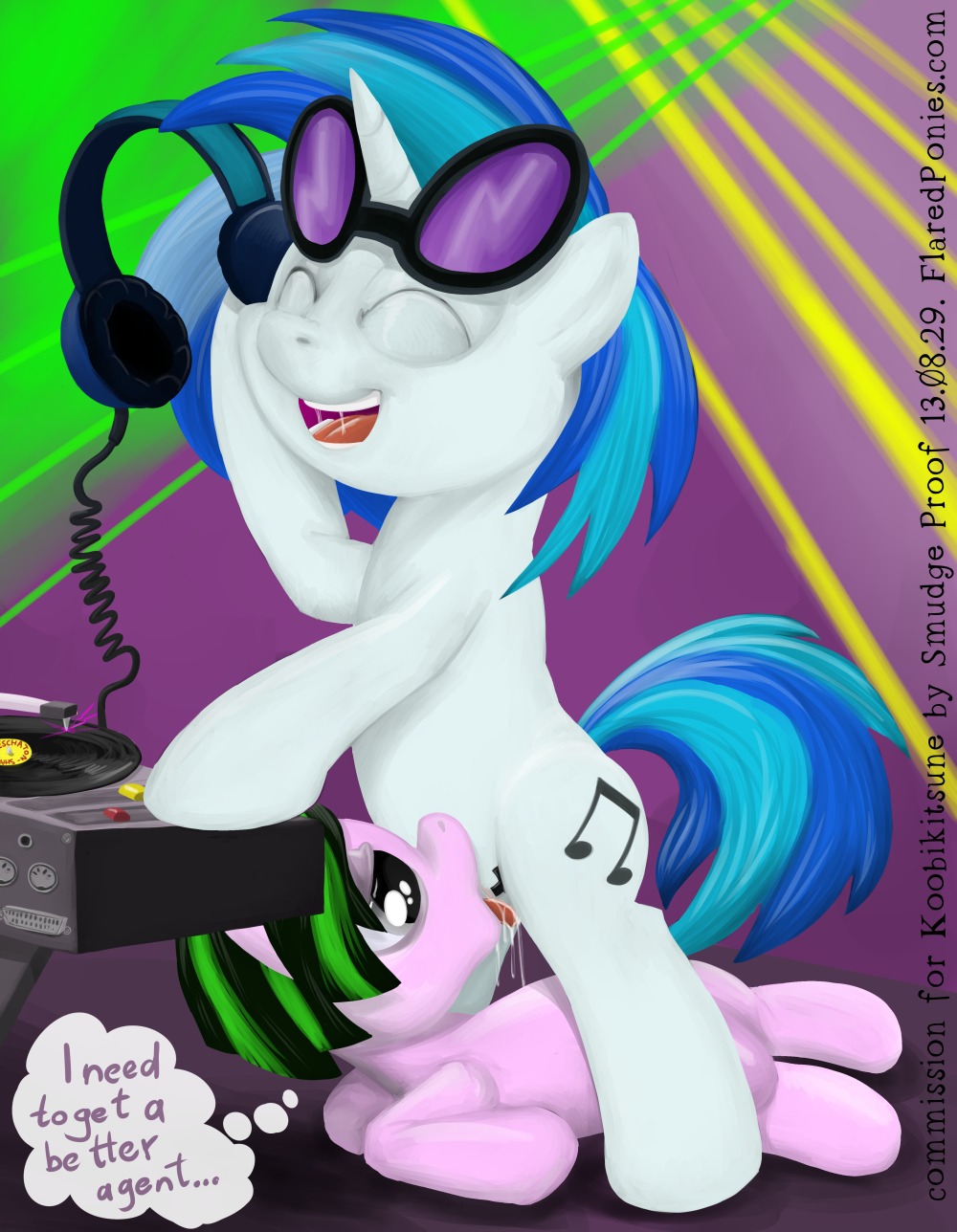 2013 blue_hair cunnilingus cutie_mark digital_media_(artwork) disc disc_jockey duo e621 electronics english_text equid equine eyes_closed eyewear fan_character female female/female feral friendship_is_magic fur hair hasbro headphones hi_res horn mammal multicolored_hair my_little_pony mythological_creature mythological_equine mythology oral pink_body pink_fur record record_player sex smile smudge_proof sunglasses text turntable_(decks) two_tone_hair unicorn vaginal vinyl_scratch_(mlp) white_body white_fur young young_feral