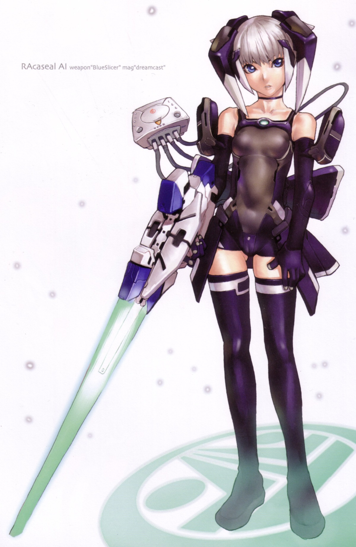 1girls android blue_eyes blue_legwear blue_thighhighs bodysuit boots bow cameltoe caseal choker collarbone dreamcast elbow_gloves energy_sword female flat_chest gloves gun hakua_ugetsu hands high_resolution legs lips mag_(phantasy_star) phantasy_star phantasy_star_online pussy racaseal rule34 scan short_hair silver_hair skin_tight solo standing sword text thigh_boots thighhighs ugetsu_hakua weapon white_background white_hair zettai_ryouiki