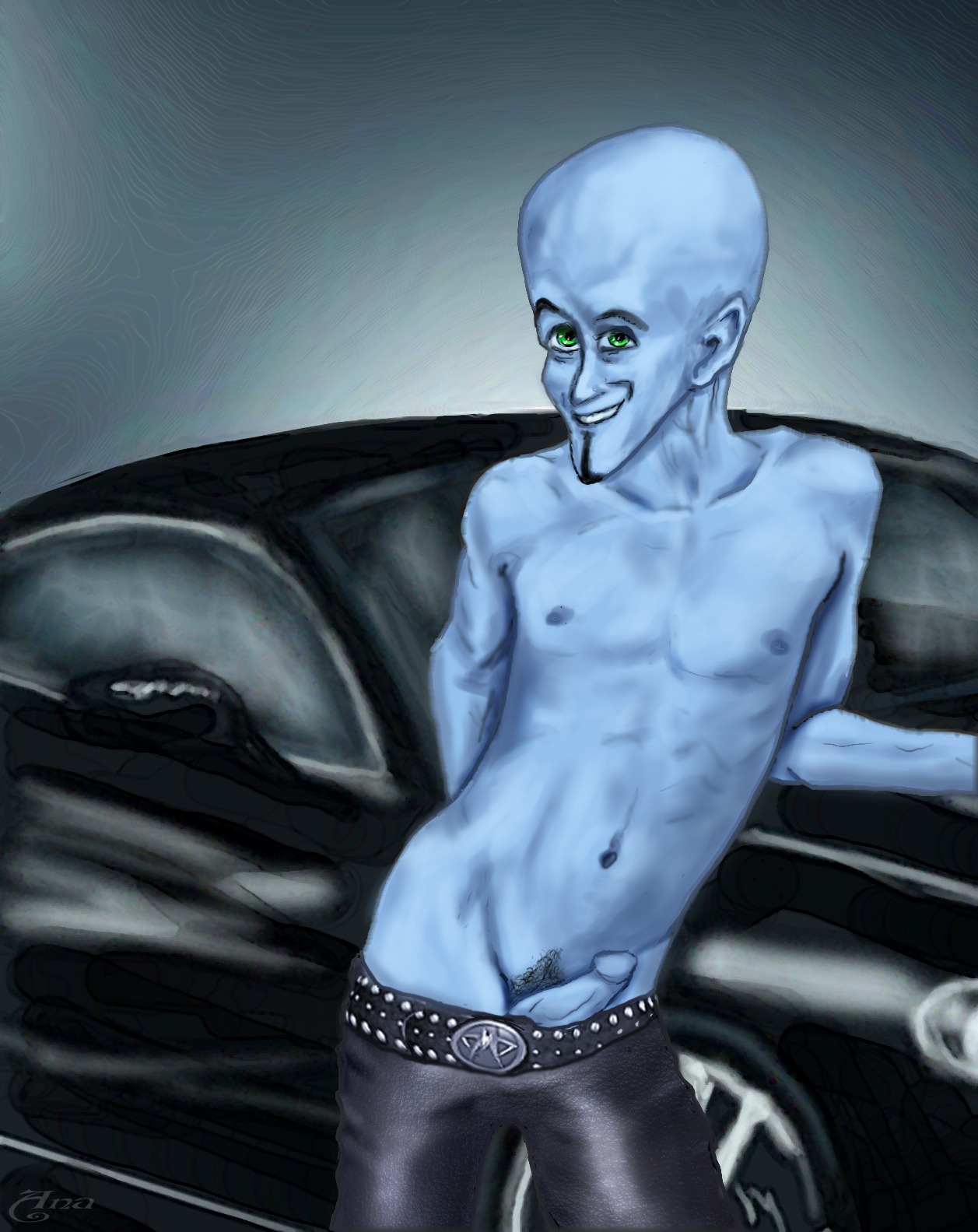10s 1boy 2010s 2011 alien alien_only anawind_bezum artist_signature dreamworks dreamworks_animation male male_only megamind megamind_(character) pacific_data_images paramount_pictures rule34 solo topless topless_male