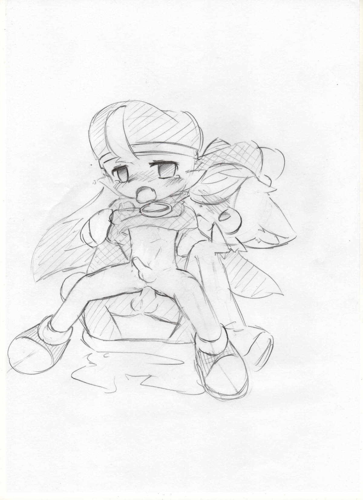 anthro balls canine clothes crossover fox front_view fur furry insertion interspecies klonoa klonoa_(series) male male_only monochrome multiple_males penis rule34 sega sex sketch sonic_(series) sonic_the_hedgehog_(series) tagme tails tails_the_fox testicles yaoi