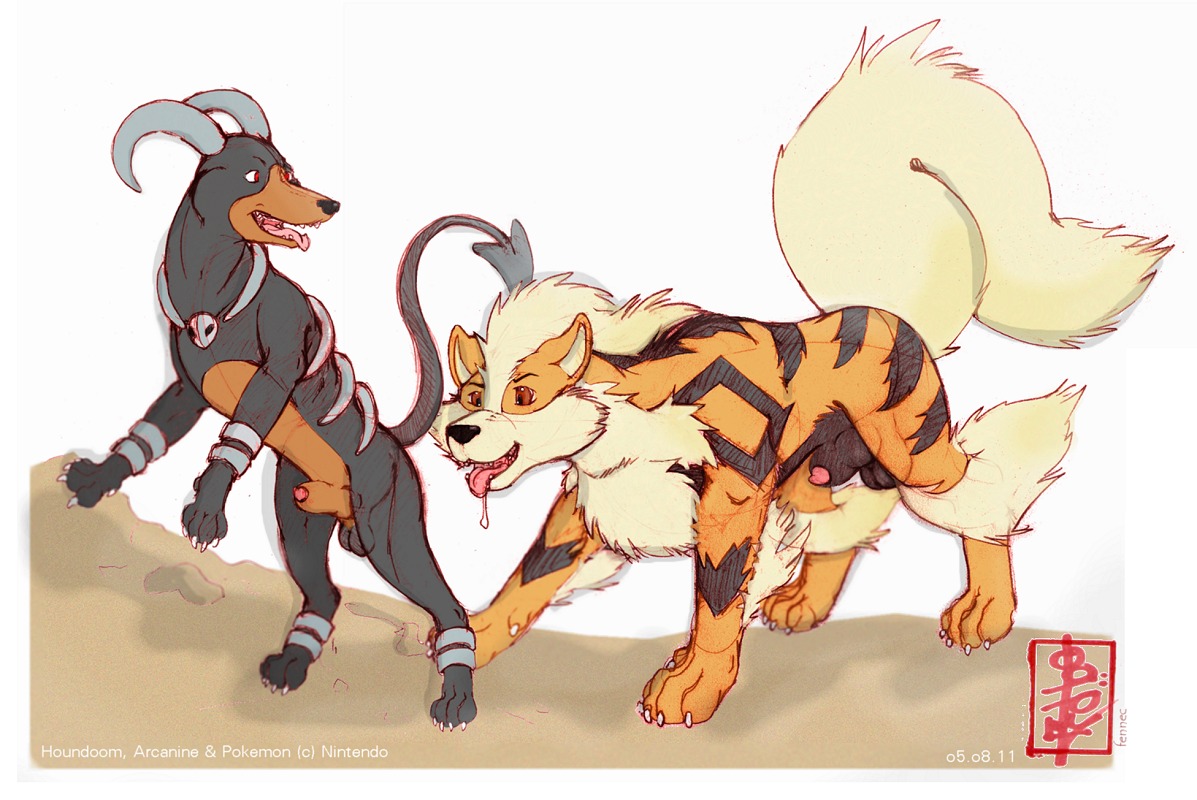 2011 arcanine canine color fennec fennec_(artist) feral fur horns houndoom interspecies male male_only multiple_males nintendo nude pokemon pokemon_(species) rule34 side_view source_request tagme tail yaoi
