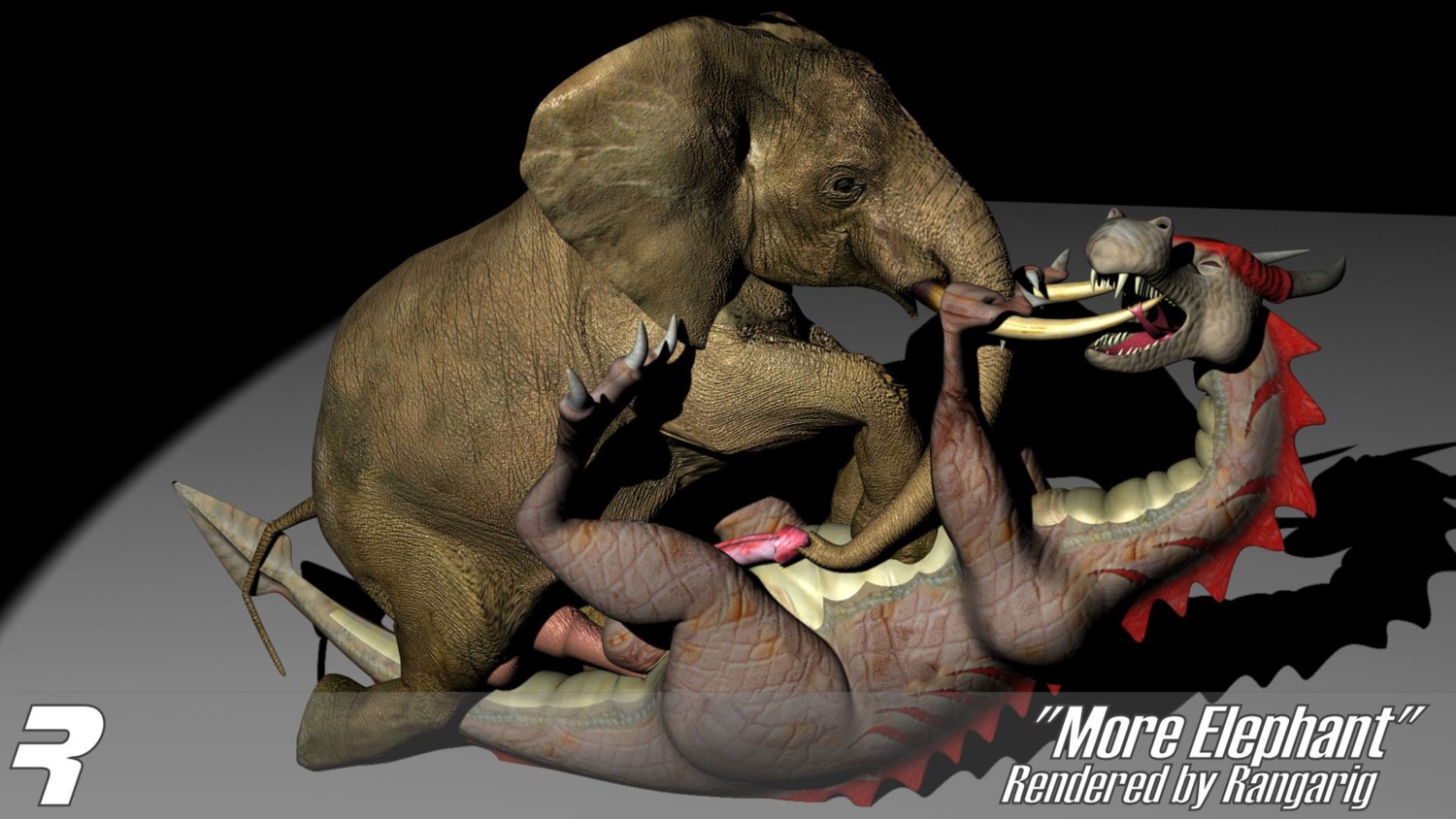 16:9 3d_(artwork) anal anal_penetration anatomically_inaccurate anthro anthro_on_feral balls bestiality big_penis digital_media_(artwork) dragon duo e621 elephant elephantid erection eyes_closed feral forked_tongue from_front_position genitals happy hi_res interspecies long_neck looking_pleasured lying male male/male male_on_feral male_penetrated male_penetrating male_penetrating_male mammal missionary_position moan mythological_creature mythological_scalie mythology nude on_back overweight penetration penis proboscidean proboscis_(anatomy) rangarig scalie sex slightly_chubby smile tail tongue trunk_(anatomy) tusks varby widescreen