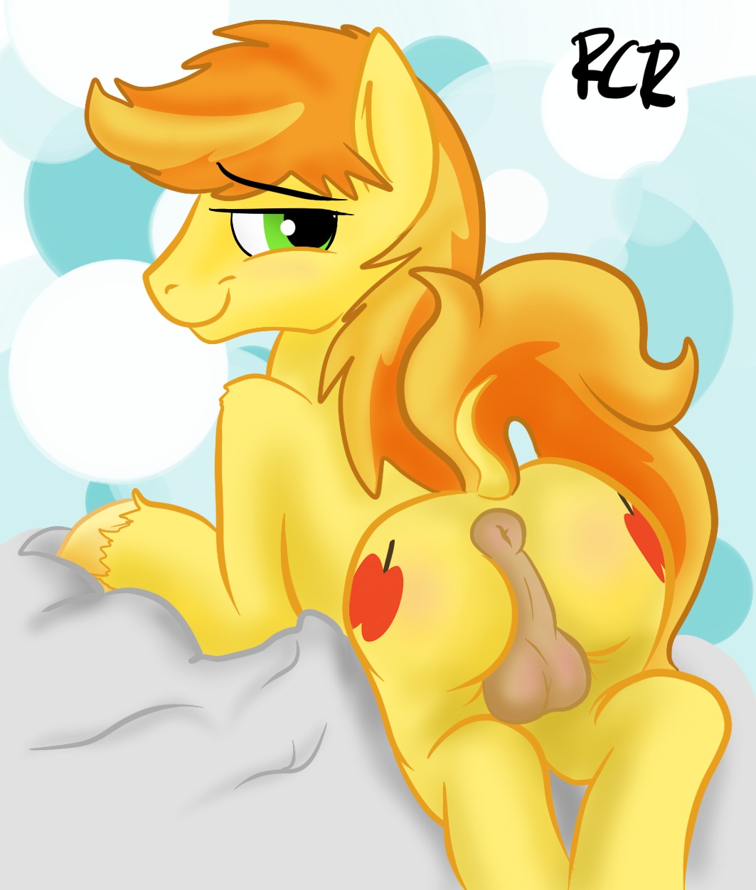 anus backsack balls braeburn_(mlp) butt e621 earth_pony equid equine feral friendship_is_magic genitals green_eyes hasbro hi_res hooves horse male mammal my_little_pony pony rawrcharlierawr solo tail