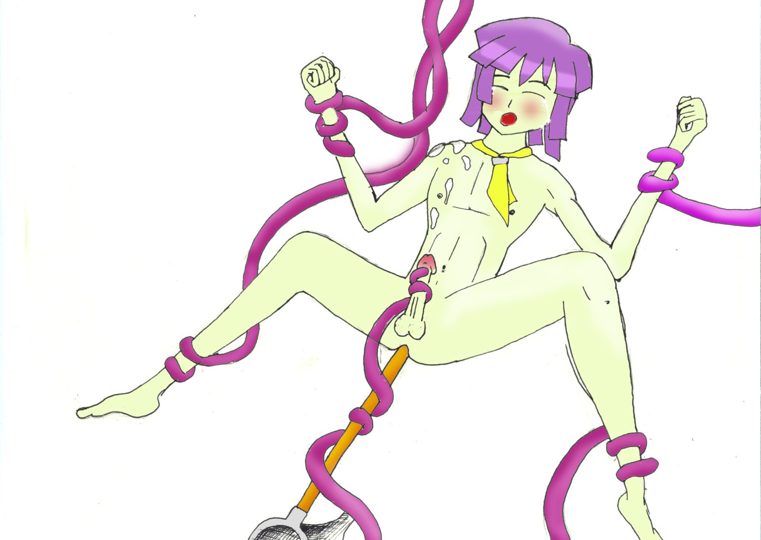 anal blush bound bugsy_(pokemon) color cum hair human insertion male male_only net nintendo penis pokemon purple_hair rule34 tagme tentacle tentacle_on_male