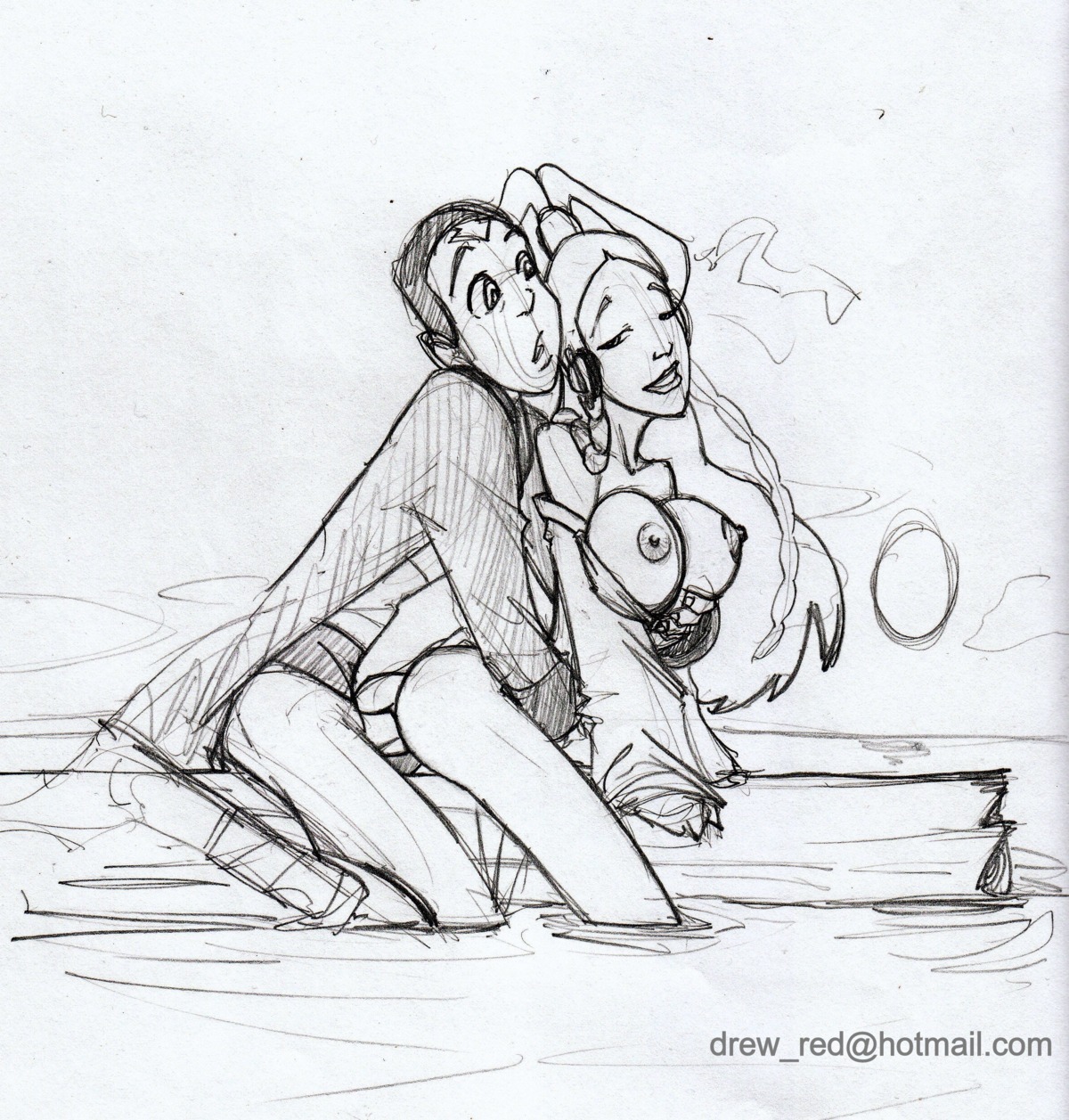 1boy 1girls aang air_nomad airbender_tattoo avatar_legends avatar_the_last_airbender breasts clothed_sex clothing female human large_breasts male male/female reddrew rule34 straight the_avatar water water_tribe yue
