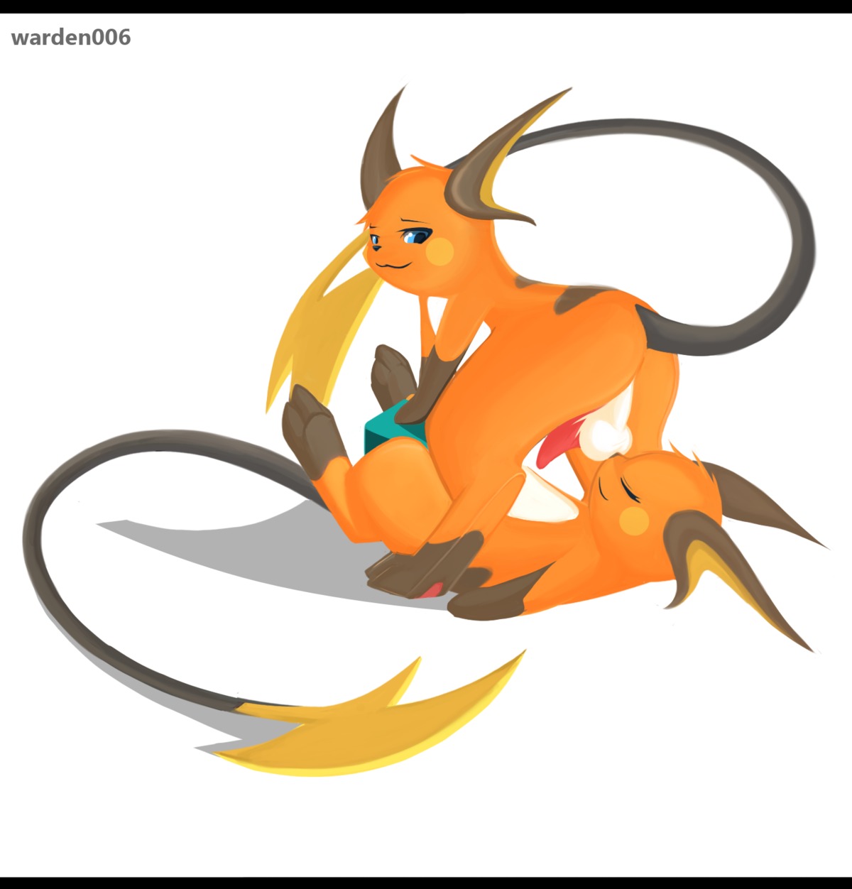 backsack balls black_bars blue_eyes butt duo e621 erection feral generation_1_pokemon genitals hi_res letterbox male male/male mammal nintendo penis pokemon pokemon_(species) presenting presenting_hindquarters raichu rodent tapering_penis warden006
