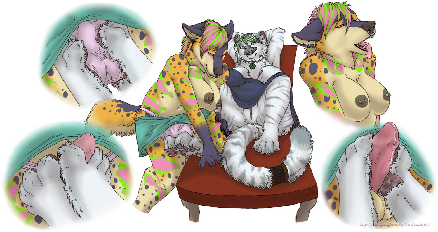 alphazion anthro anthro_on_anthro balls blind bodily_fluids bottomwear breasts canid canine canis close-up clothed clothing cum disability duo e621 ear_piercing erection facial_piercing feet felid female foot_fetish foot_play footjob genital_fluids genitals gynomorph gynomorph/female hi_res hindpaw intersex intersex/female lying mammal multicolored_pawpads nipple_piercing nipples nose_piercing nose_ring nude on_back overweight pantherine panties pawpads paws penile penis piercing ring_piercing septum_piercing sex simple_background skirt slightly_chubby tail tiger topless tora_(toradoshi) toradoshi two-footed_footjob underwear upskirt vulva white_background wolf