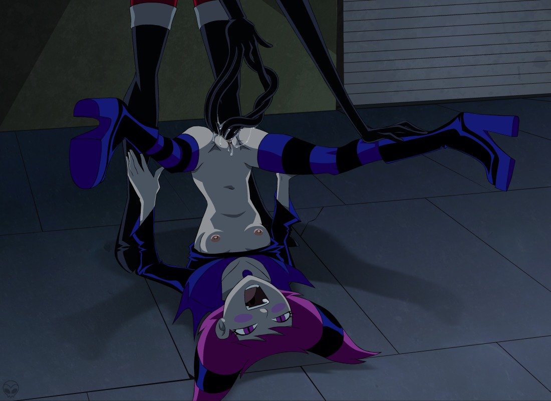 1girls 2d boots breasts dc dc_comics double_penetration female female_focus female_only fingering high_heel_boots high_heels jinx_(dc) lesbian madame_rouge nipples partial_female pussy rule34 shirt_lift striped_stockings tagme teen_titans thigh_boots top-down_bottom-up wet_pussy yuri zone