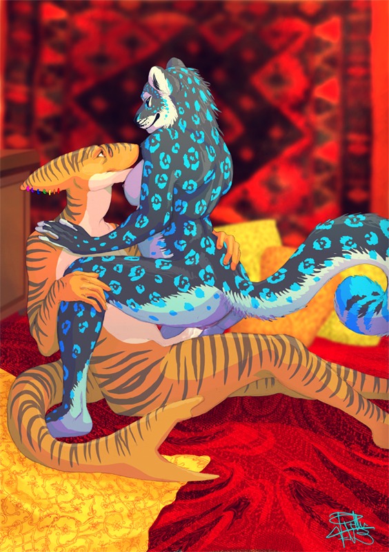 anthro anthro_on_anthro aquatic breasts dirtybird duo e621 erection felid female fish genitals interspecies male male/female mammal nude pantherine penis requiem_shark rusteh_(sharkbum) sex shark tail tiger_shark