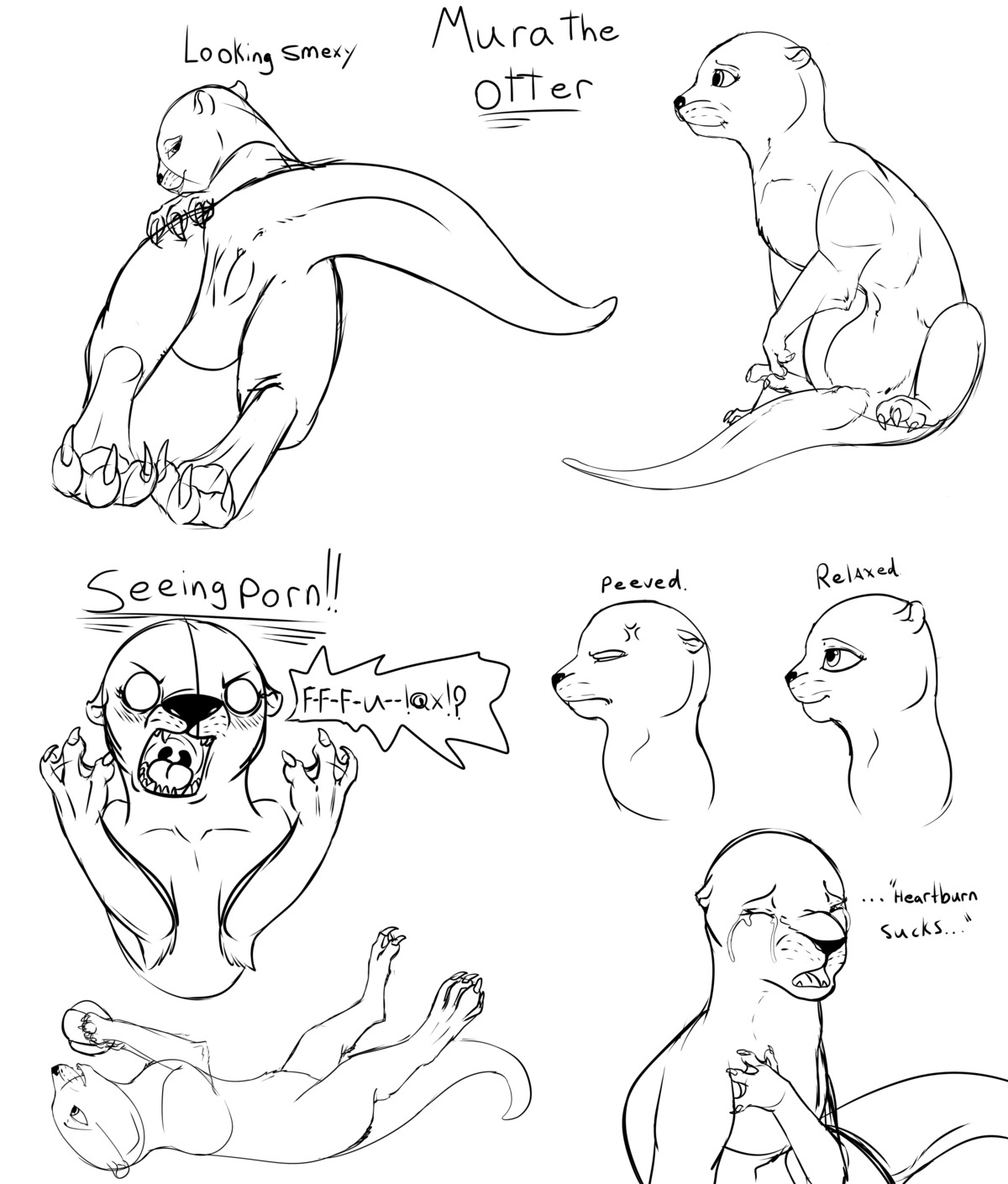 2014 3_toes absurd_res angry anthro anus backlash91 butt claws conditional_dnp digital_drawing_(artwork) digital_media_(artwork) e621 english_text feet female genitals hi_res looking_back mammal monochrome mura mustelid nude otter presenting presenting_hindquarters presenting_vulva simple_background sketch solo text toe_claws toes vulva white_background