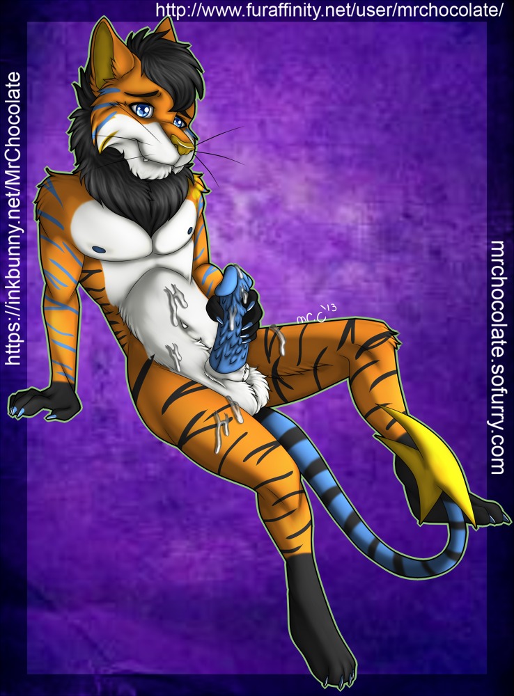 anthro balls e621 erection felid genitals hybrid liger lion looking_at_viewer male mammal masturbation mrchocolate nude pantherine penile penile_masturbation penis solo text url zero12sj