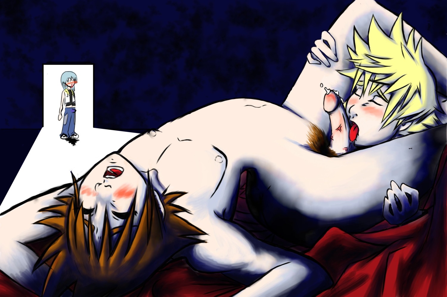 disney gay kingdom_hearts male male_only penis riku roxas rule34 sora sora_(kingdom_hearts) square_enix tagme yaoi