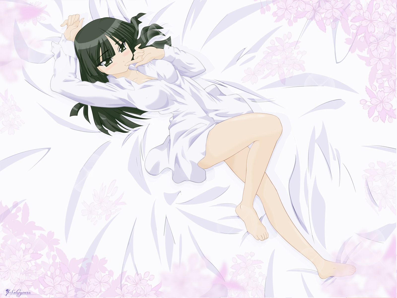 female green_eyes green_hair rule34 seto_no_hanayome shiranui_akeno solo tagme