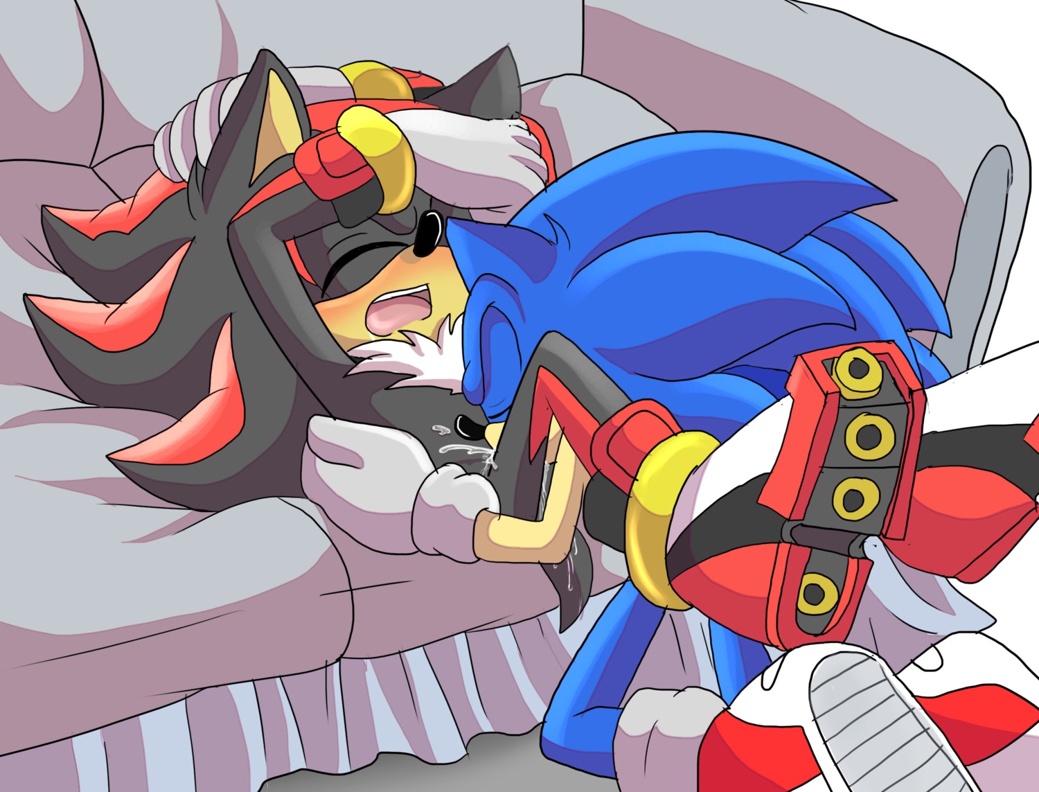 2014 angelofhapiness anthro black_body black_fur blue_body blue_hair bodily_fluids clothing cum deep_throat duo e621 eulipotyphlan eyes_closed fellatio footwear fur genital_fluids hair hedgehog hi_res kneeling legs_up lying male male/male male_penetrated male_penetrating male_penetrating_male mammal on_back open_mouth oral oral_penetration orgasm penetration penile sega sex shadow_the_hedgehog shoes sonic_the_hedgehog sonic_the_hedgehog_(series)