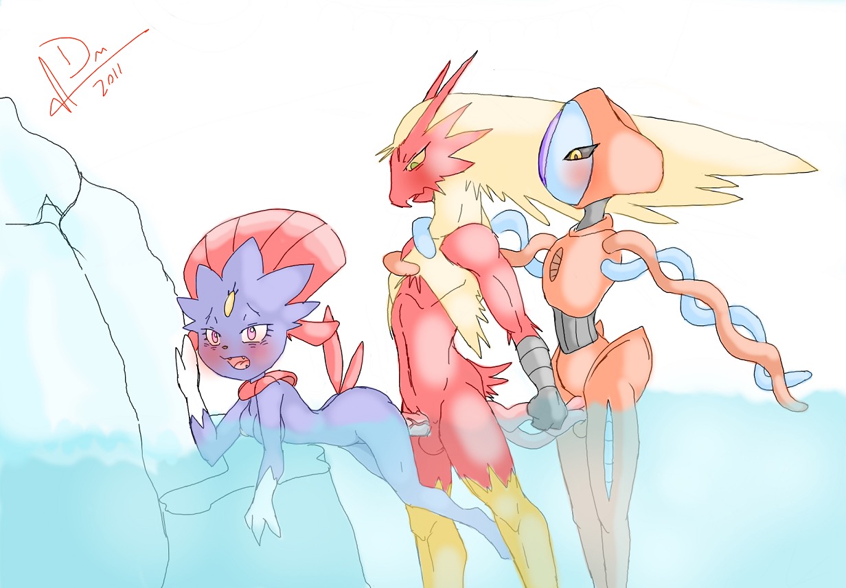 blaziken breasts dark-moltres deoxys diphallia diphallism female male multi_genitalia multi_penis penis pokemon pokemon_(species) rule34 weavile