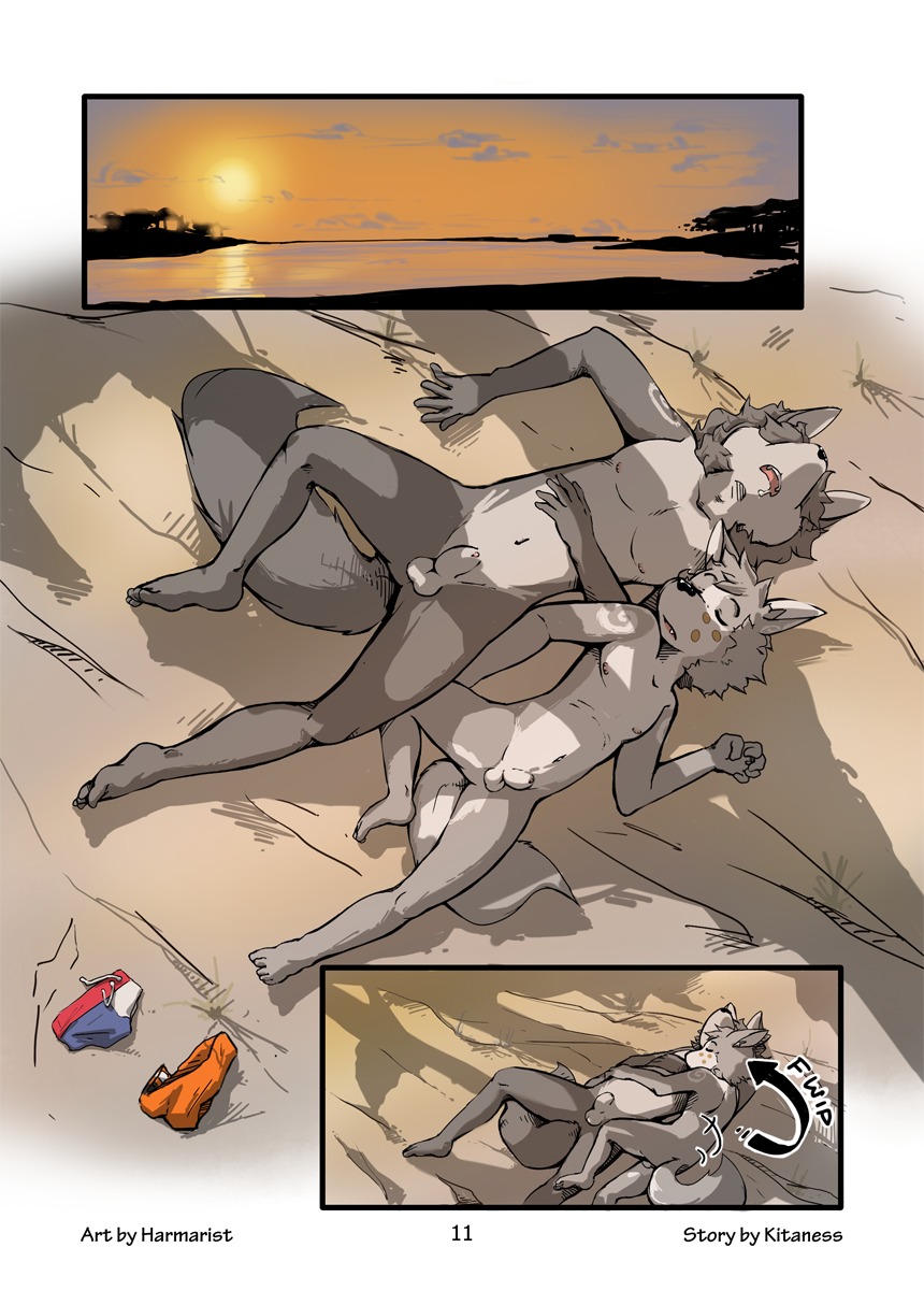 adolescent age_difference alex_(harmarist) animal_genitalia anthro balls barefoot beach bodily_fluids brother_(lore) brothers_(lore) canid canine canis casual_nudity child comic cuddling daww drooling duo e621 eyes_closed feet fully_sheathed fur genitals harmarist hi_res lake lying male male/male mammal multiple_scenes nipples nude nude_anthro nude_male number older_brother older_male older_sibling on_back open_mouth outside page_number saliva seaside sheath sheath_and_knife sibling_(lore) size_difference sleeping sunset tail toes water will_(harmarist) wolf young young_anthro