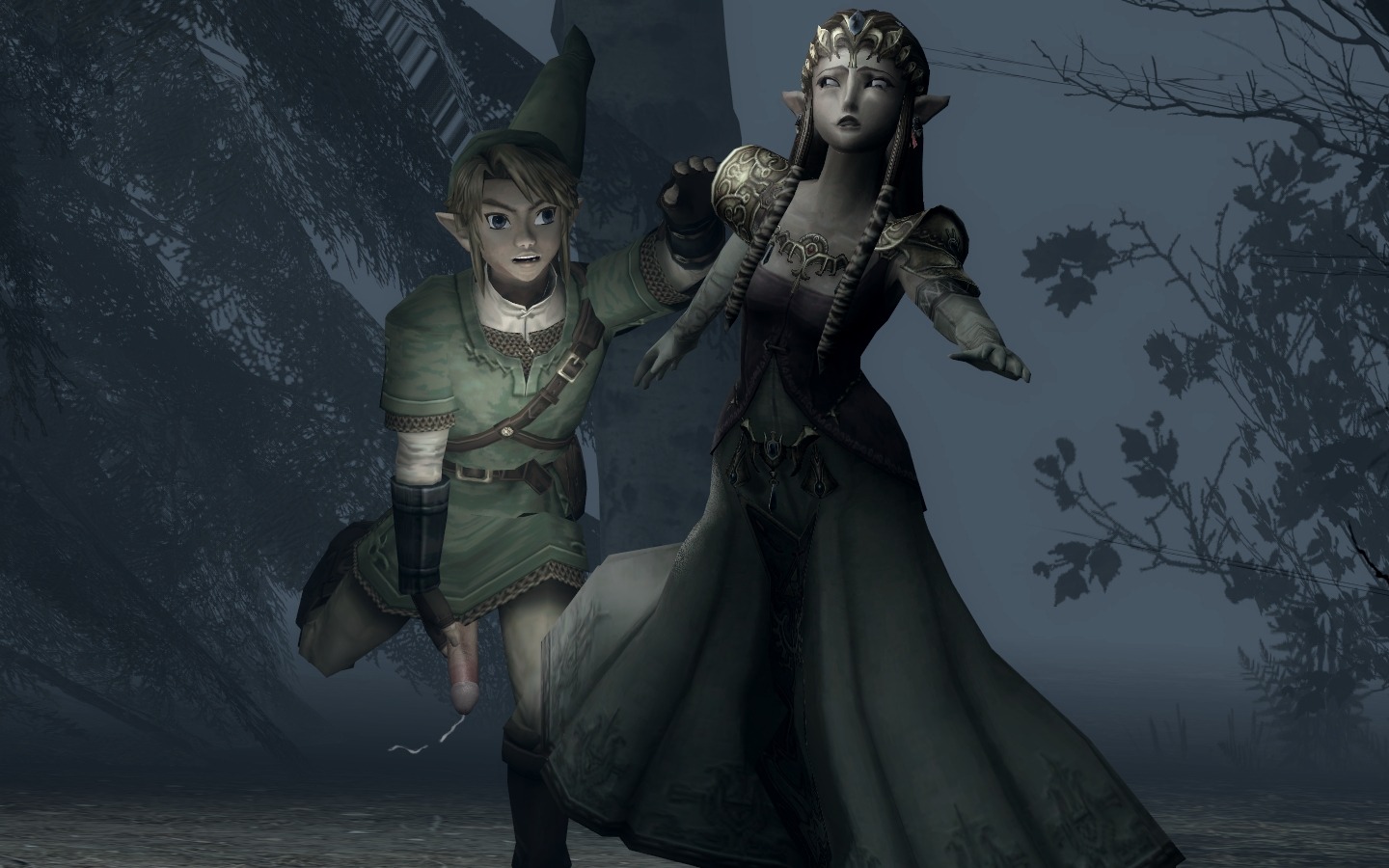 3d female link link_(twilight_princess) nintendo princess_zelda rule34 straight_hair the_legend_of_zelda twilight_princess zelda_(twilight_princess)
