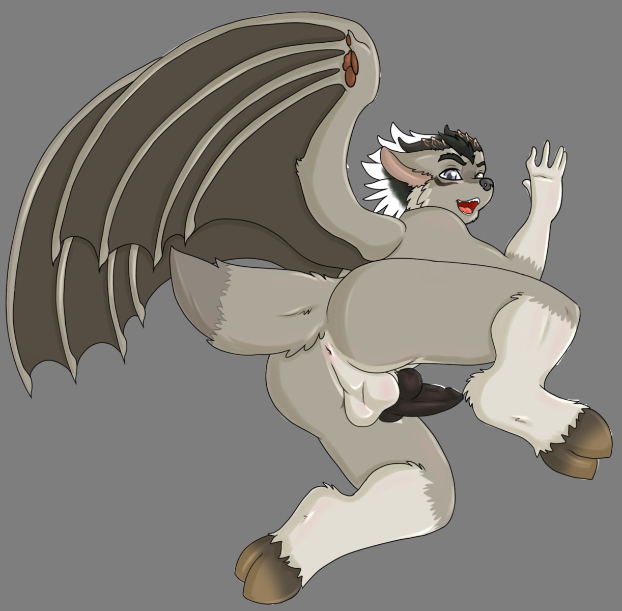 2012 alpha_channel animal_genitalia animal_penis anthro anus backsack balls biceps black_penis butt canine_genitalia canine_penis demon e621 erection feet genitals hi_res hindpaw hooves horn knot looking_at_viewer looking_back male membrane_(anatomy) membranous_wings muscular muscular_anthro muscular_male nude open_mouth paws penis perineum presenting presenting_hindquarters simple_background skidd solo tail transparent_background vein wings