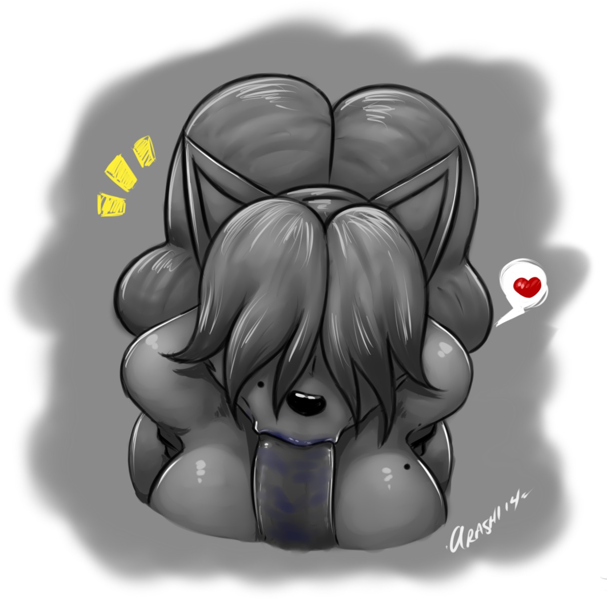 anthro breasts canid canine disembodied_penis duo e621 erection fellatio female female_focus female_penetrated fox fur genitals grey_body grey_fur grey_hair hair hair_over_eyes heart_symbol hi_res hidden_(artist) hidden_orosubi lipstick makeup male male/female male_penetrating male_penetrating_female mammal markings mature_anthro mature_female mole_(marking) nude oral oral_penetration penetration penile penis sex solo_focus