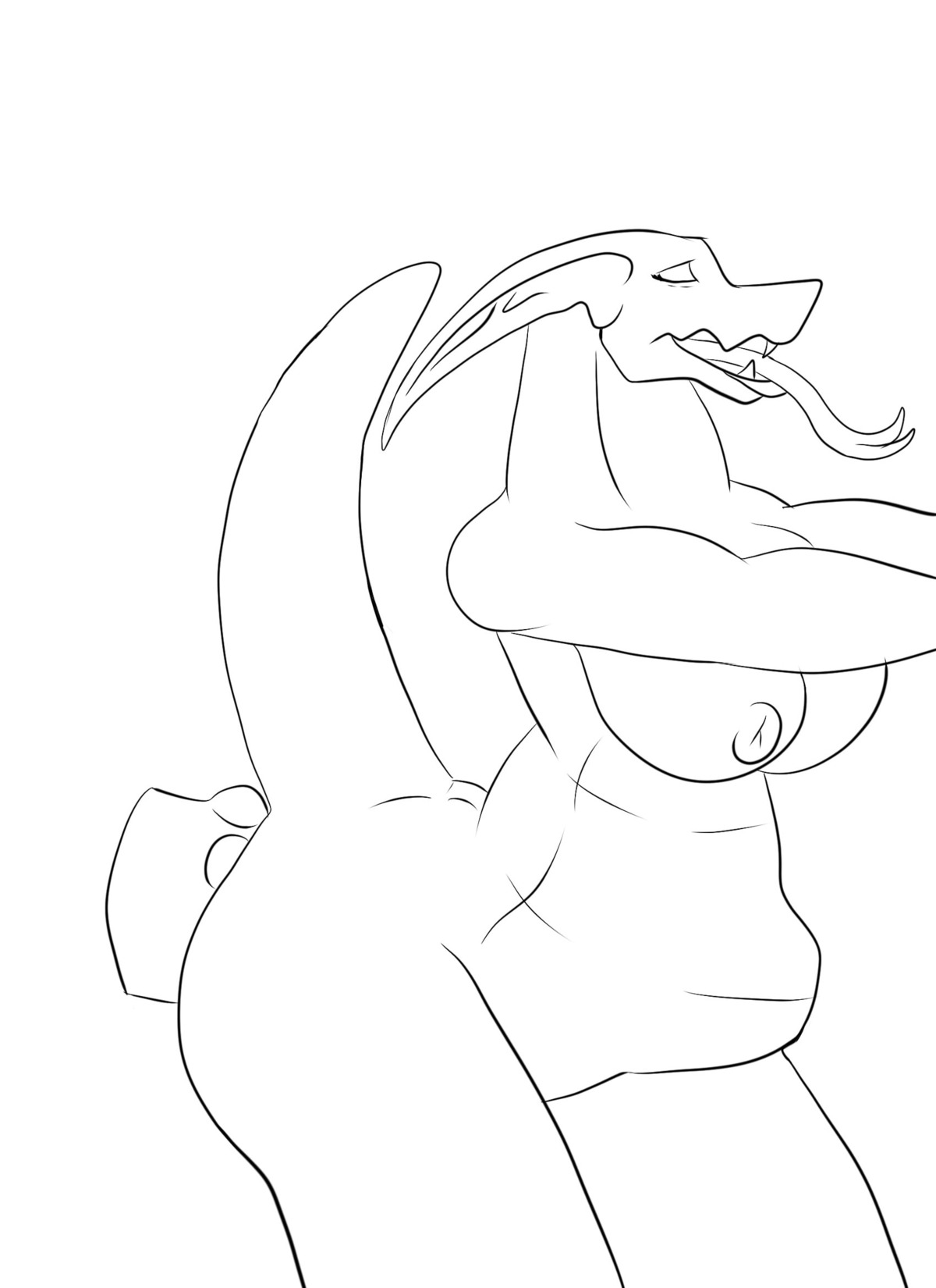 abdominal_bulge ambiguous_penetration anal anal_masturbation anthro black_and_white breasts breath dildo dragon e621 female grey_scarborough hi_res large_penetration masturbation monochrome mythological_creature mythological_scalie mythology nipples non-mammal_breasts non-mammal_nipples panting penetration scalie sex_toy solo tail tongue tongue_out toying_self