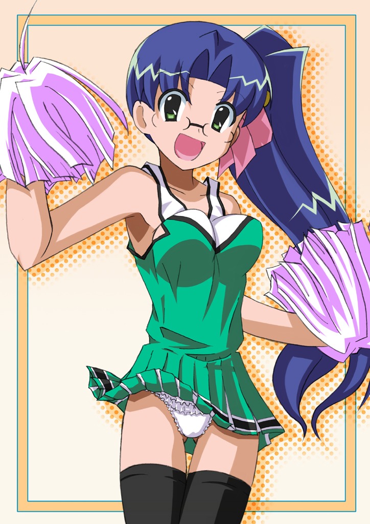 aoba_kozue blue_hair chiyuri female glasses mahoraba midorikawa_chiyuri panties rule34 thighhighs underwear