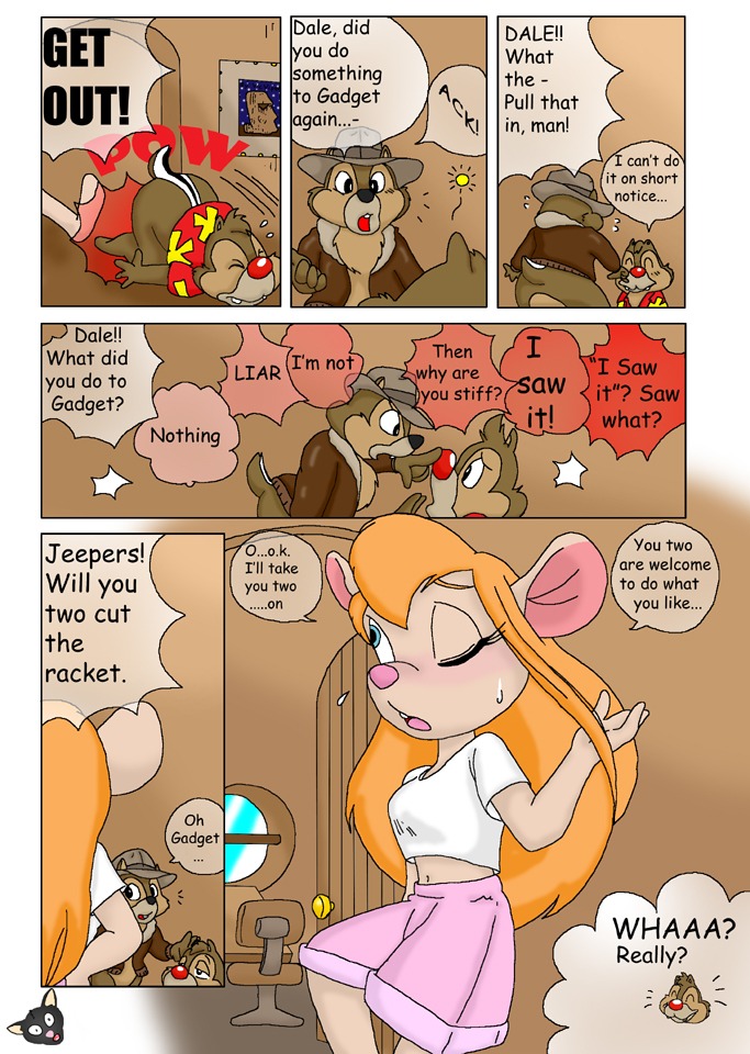anthro chip chip_'n_dale_rescue_rangers chipmunk comic dale disney female gadget_hackwrench mouse rodent rule34 squirrel