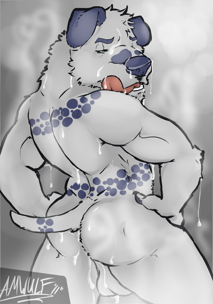 after_sex amwulf anthro backsack balls biceps bodily_fluids canid canine canis cum cum_everywhere cum_in_ass cum_inside cum_on_back cum_on_face dalmatian digital_media_(artwork) domestic_dog dripping e621 fur genital_fluids genitals hands_on_hips hi_res licking licking_lips licking_own_lips looking_at_viewer looking_back male mammal messy muscular muscular_anthro muscular_male nude pose sea_salt seductive self_lick solo tail tongue tongue_out