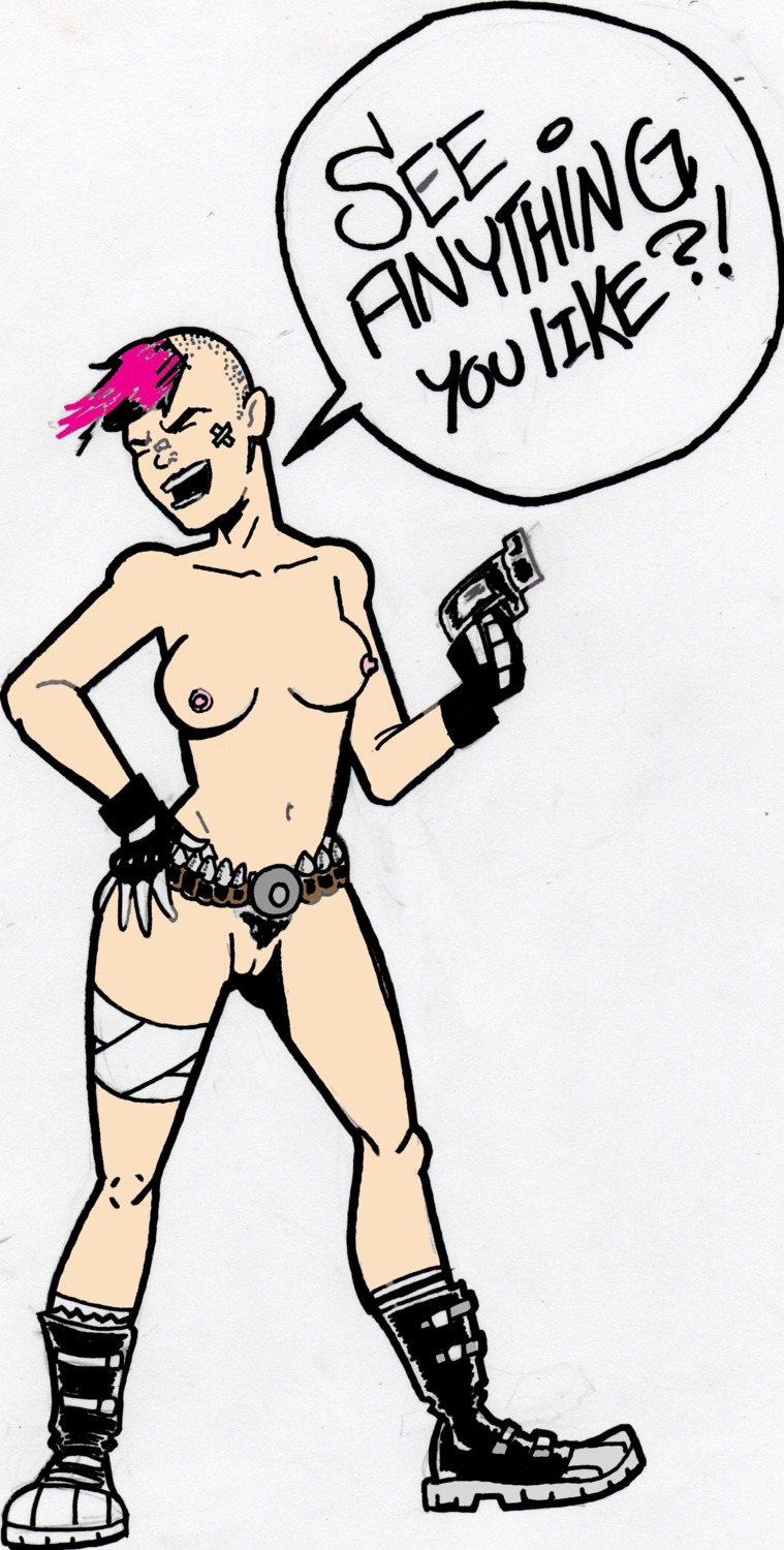 belt casual female firearm footwear handgun human legwear pale_skin rebecca_buck rule34 side_shave tagme tank_girl weapon
