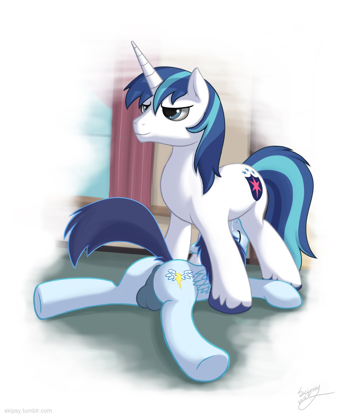 2012 absurd_res anus backsack balls blue_body blue_eyes blue_feathers blue_hair bodily_fluids butt cum cum_in_mouth cum_inside cum_on_face cutie_mark deep_throat duo e621 equid equine feathered_wings feathers fellatio feral feral_on_feral feral_penetrated feral_penetrating feral_penetrating_feral friendship_is_magic genital_fluids genitals hair hasbro hi_res hooves horn male male/male male_penetrated male_penetrating male_penetrating_male mammal my_little_pony mythological_creature mythological_equine mythology nude oral oral_penetration pegasus penetration penile penile_penetration servicing_from_below sex shaded shining_armor_(mlp) signature skipsy smile soarin_(mlp) tail unicorn wings wonderbolts_(mlp)