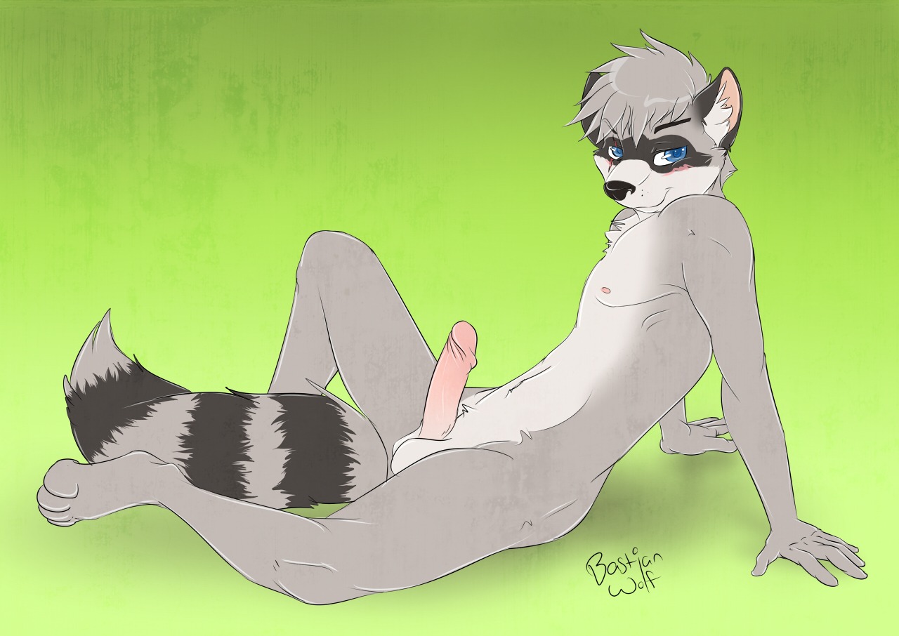 4_toes anthro balls biped blue_eyes blush digital_media_(artwork) e621 erection feet fluffy fluffy_tail foreskin fur genitals glans green_background grey_body grey_fur higsby humanoid_genitalia humanoid_penis looking_at_viewer lying male mammal nipples nude penis pink_glans pink_penis pose procyonid raccoon scar simple_background sitting smile solo tail toes white_balls