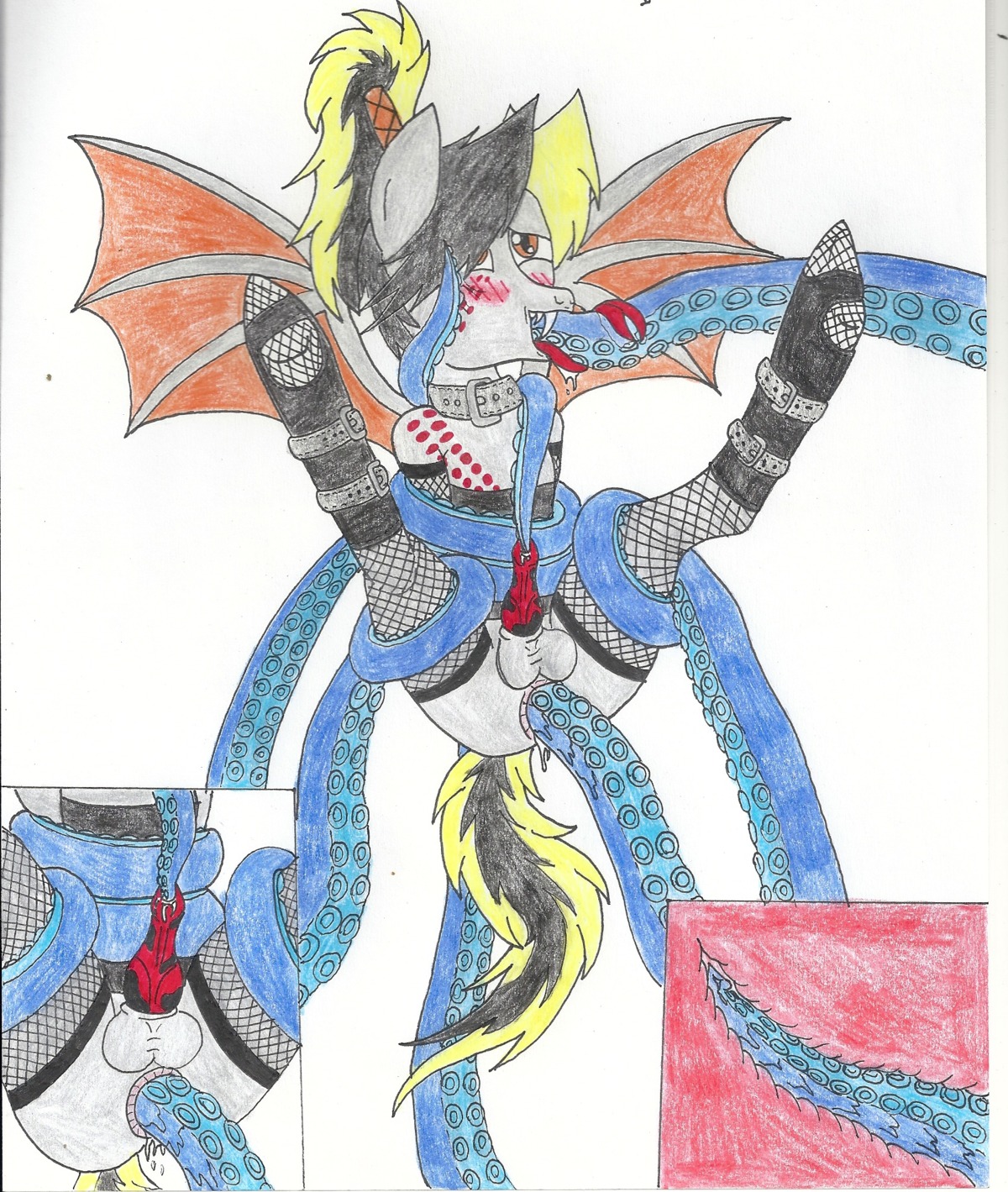 5j4c720 amber_eyes anal anal_penetration anthro asian_mythology balls bdsm black_hair black_tail blonde_hair blue_tentacles blush bodily_fluids bondage bound chinese_mythology close-up coiling_around_body collar cum double_penetration dragon e621 east_asian_mythology english_text equid equine erection fan_character forced front_view genital_fluids genitals grey_collar hair hasbro hi_res horse internal kirin leg_grab lifted male mammal membrane_(anatomy) membranous_wings multicolored_hair multiple_penetration my_little_pony mythological_creature mythological_scalie mythology oral oral_penetration penetration penis pony rape restrained scalie semi-anthro sex simple_background solo spread_legs spreading tail tentacle_in_mouth tentacle_penetration tentacles text tongue tongue_out triple_penetration two_tone_hair urethral urethral_penetration white_background wings yellow_tail
