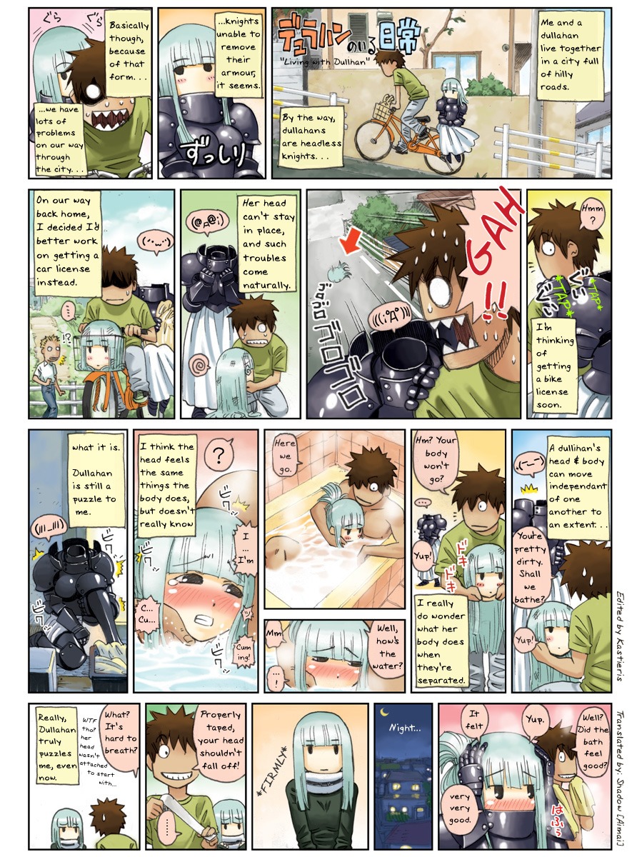 armor bath blockage_(layout) blush comic detachable detachable_head digital_media_(artwork) dullahan duo_focus e621 english_text european_mythology female group hi_res horizontal_staggering human humanoid irish_mythology japanese_text living_with male male/female mammal masturbation monster_girl_(genre) mythology not_furry okayado staggering_(layout) text translated uhoh vertical_blockage water