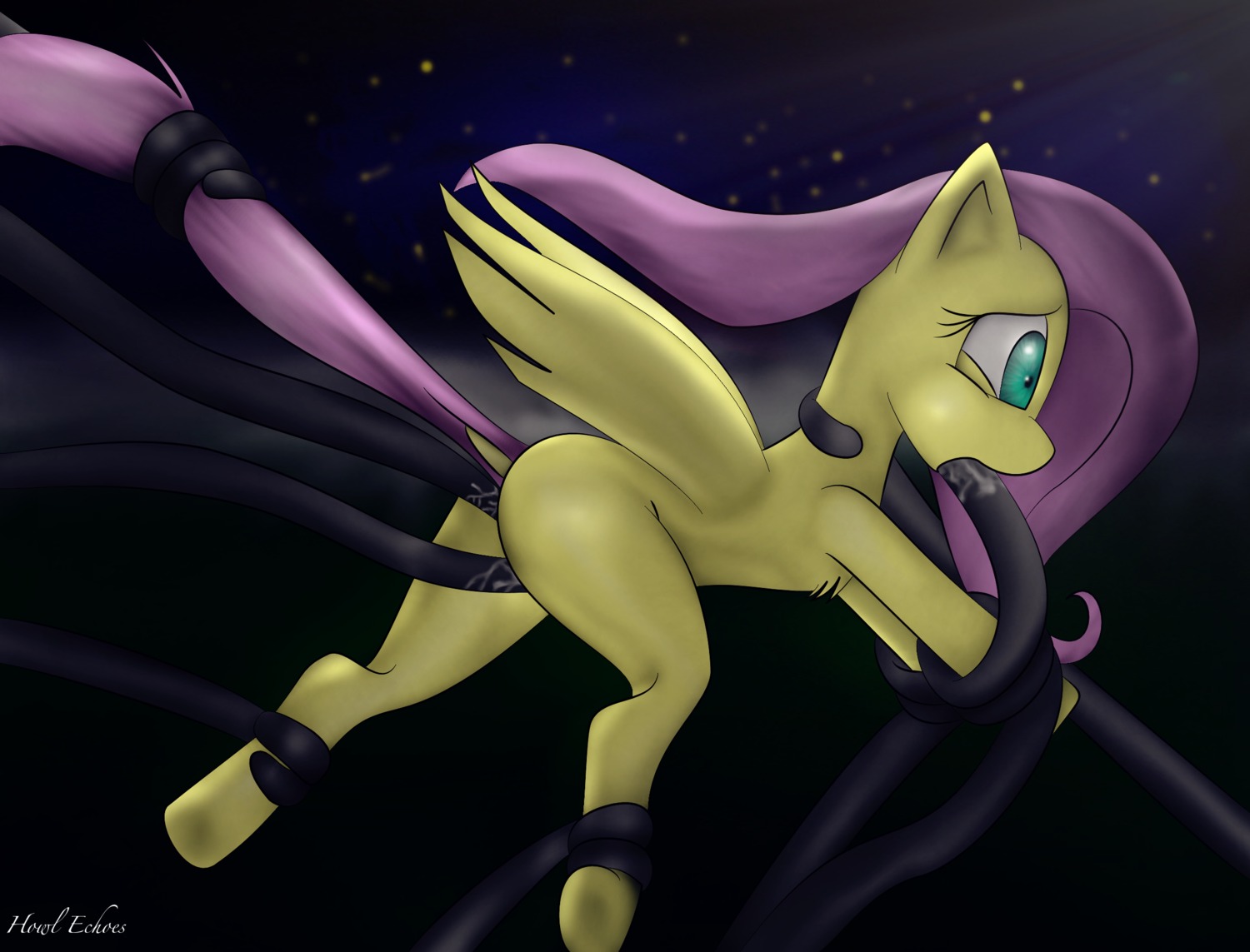 anal anal_penetration bodily_fluids cum digital_media_(artwork) e621 equid equine feathered_wings feathers female feral fluttershy_(mlp) forced friendship_is_magic fur genital_fluids hair hasbro hi_res hooves howl_echoes mammal my_little_pony mythological_creature mythological_equine mythology pegasus penetration pink_hair solo tail tail_pull tentacles vaginal vaginal_penetration wings yellow_body yellow_feathers yellow_fur