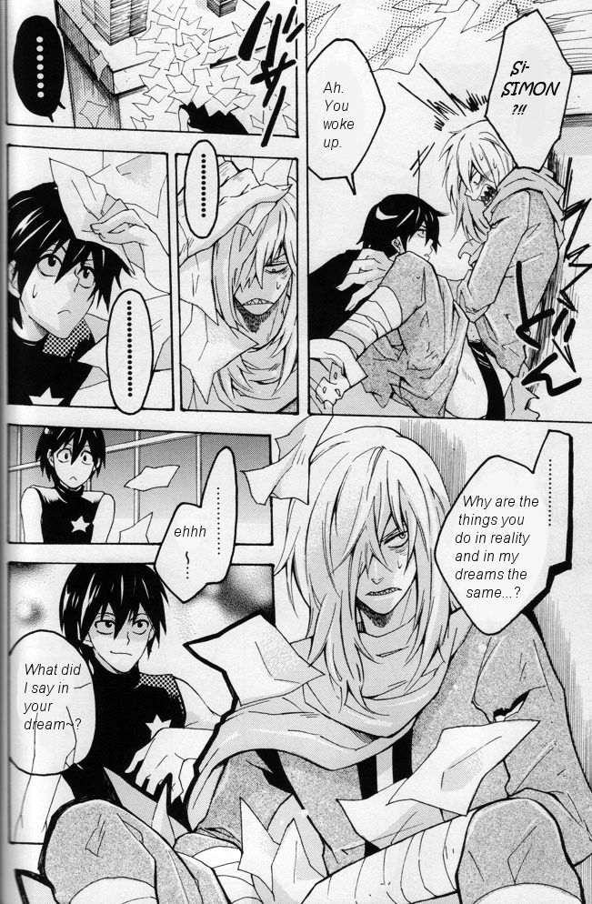 2boys comic desk forced gay goggles male male_only monochrome multiple_boys multiple_males open_clothes open_shirt oral paper rule34 shirt simon_(tengen_toppa_gurren_lagann) sitting tengen_toppa_gurren_lagann text translated viral yaoi