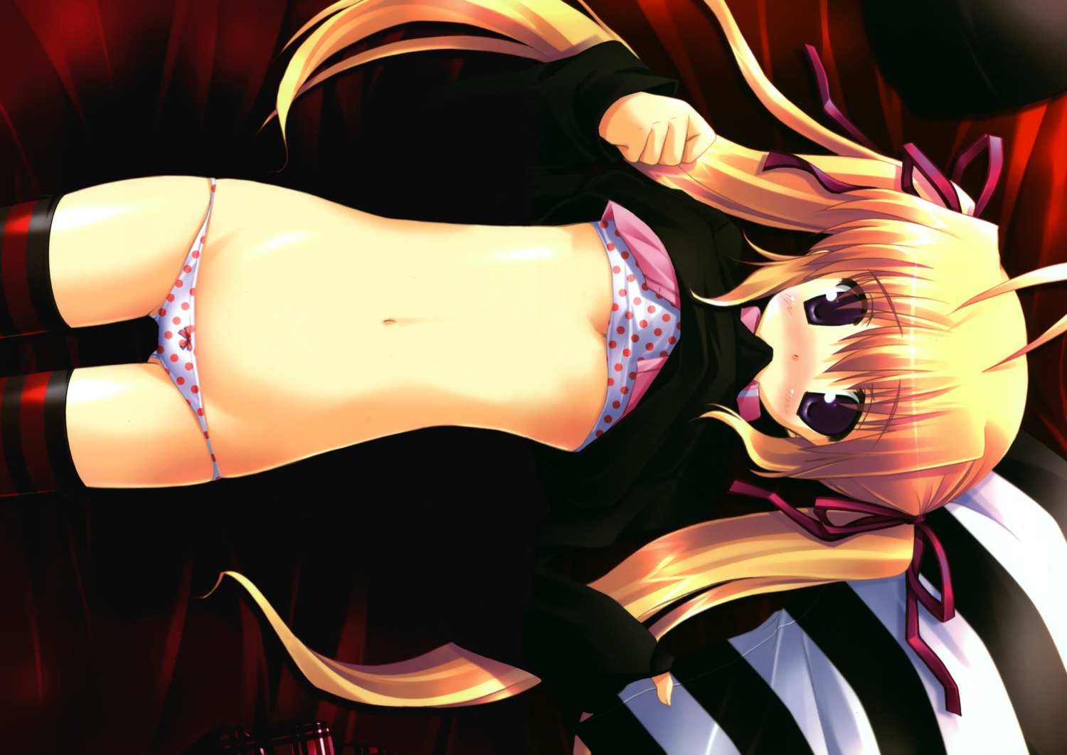 female ikegami_akane panties ribbons rule34 shirt_lift thighhighs