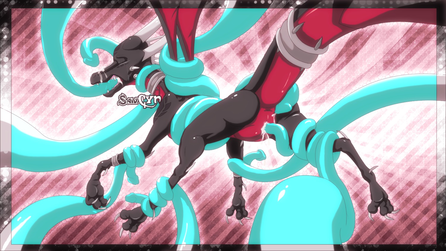 abstract_background black collar cum cum_in_pussy cum_inside cynder cynder-the-dragon dragon female feral jewelry markings mythological_creature mythological_scalie mythology pussy rape red rule34 scalie spyro_the_dragon teeth tentacle unwilling