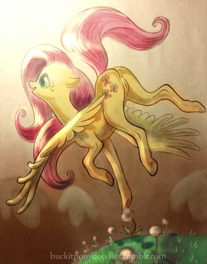 2014 anus buckitponydoodles butt cutie_mark dandelion e621 equid equine feathered_wings feathers female feral flower fluttershy_(mlp) friendship_is_magic fur genitals grass hair hasbro hooves jumping mammal my_little_pony mythological_creature mythological_equine mythology pegasus pink_hair plant running simple_background solo teal_eyes vulva wings yellow_body yellow_feathers yellow_fur