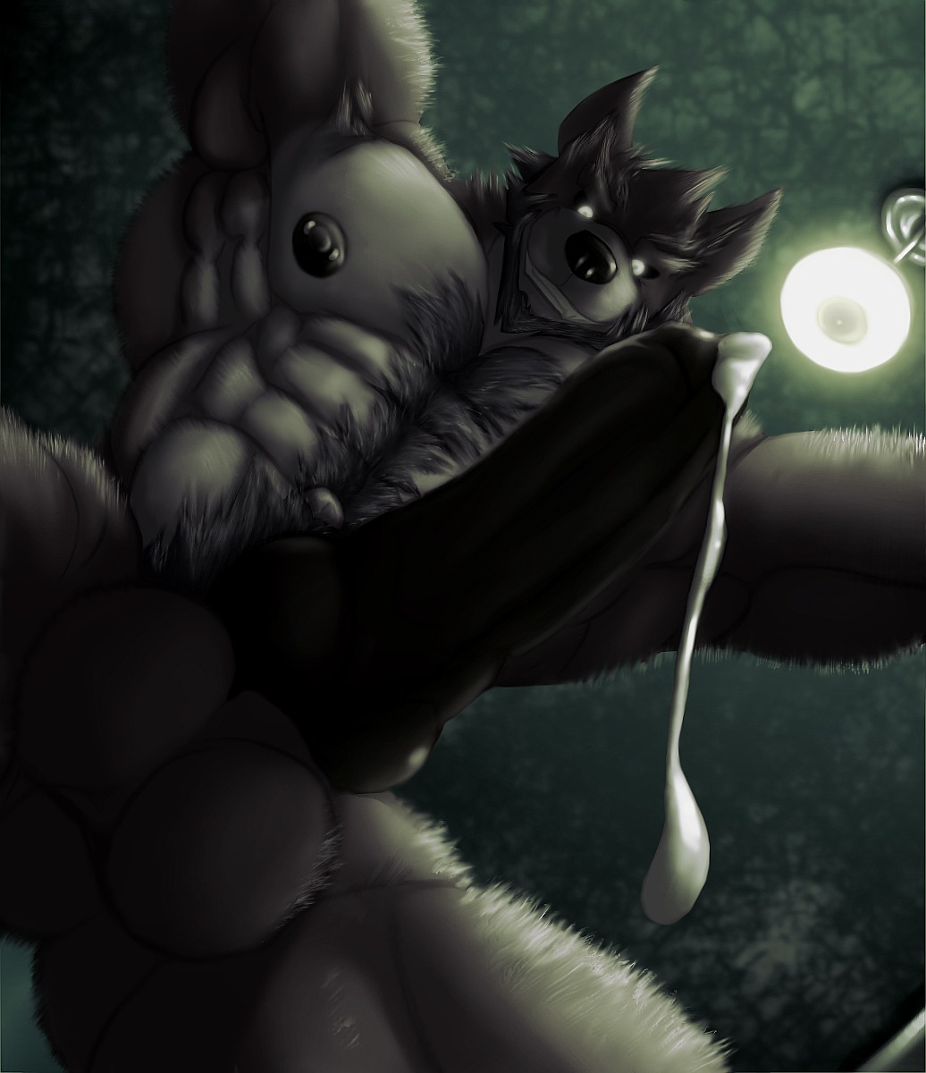 abs animal_genitalia animal_penis anthro balls beard biceps big_balls big_muscles big_penis biped black_body black_fur black_nipples black_nose black_penis bodily_fluids body_hair bottom_pov butt canid canine canine_genitalia canine_penis canis chest_hair chest_tuft close-up cum cum_drip cum_on_penis cum_on_viewer cum_string dripping e621 erection facial_hair fur genital_fluids genitals glowing glowing_eyes grey_balls grey_body grey_fur grin hairy hi_res jazzwolf jazzwolf_(character) knot knotted_penis leaking light looking_at_viewer looking_down looking_down_at_viewer low-angle_view male mammal megalodon_(artist) muscular muscular_anthro muscular_male mythological_canine mythological_creature mythology navel nipple_piercing nipples nude pecs penis perspective piercing pose raised_arm sharp_teeth sheath smile solo spread_legs spreading standing teeth thick_penis tuft werecanid werecanine werecreature werewolf white_eyes wolf worm's-eye_view
