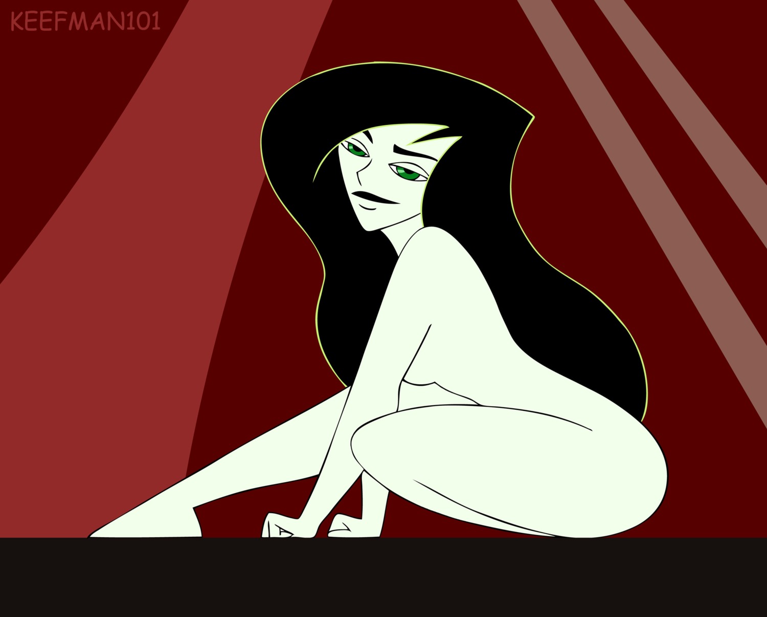 breasts disney female female_only human kim_possible medium_breasts pointy_chin rule34 shego solo straight_hair tagme