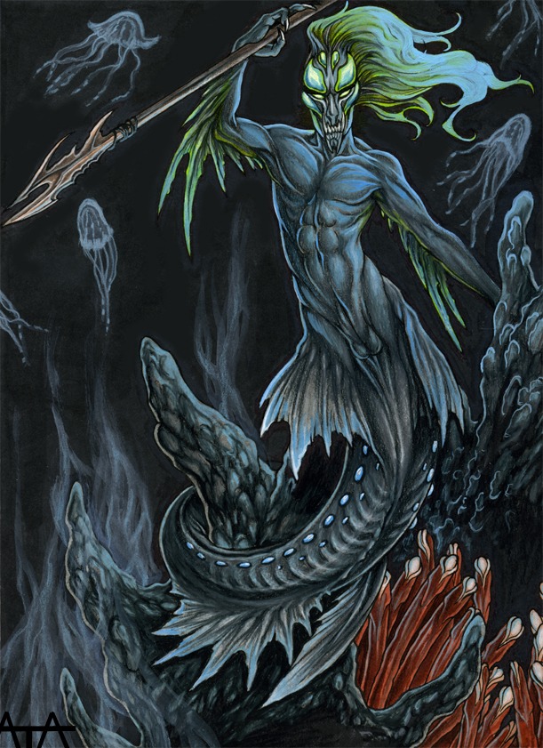 ambient_jellyfish ambient_sealife angler animal_humanoid aquatic aquatic_humanoid balls cnidarian e621 eel feral fish fish_humanoid genitals humanoid jellyfish male medusozoan melee_weapon merfolk nude polearm rukis solo spear split_form water weapon