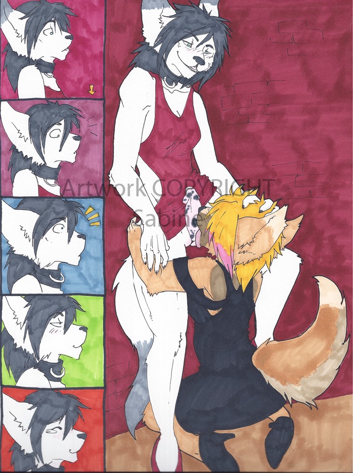 anthro collar comic duo e621 epic_faces erection fellatio female food genitals gynomorph gynomorph/female intersex intersex/female licking oral penile penis penis_lick plant potato rakai sabine_(artist) sex tail tongue tongue_out vegetable watermark