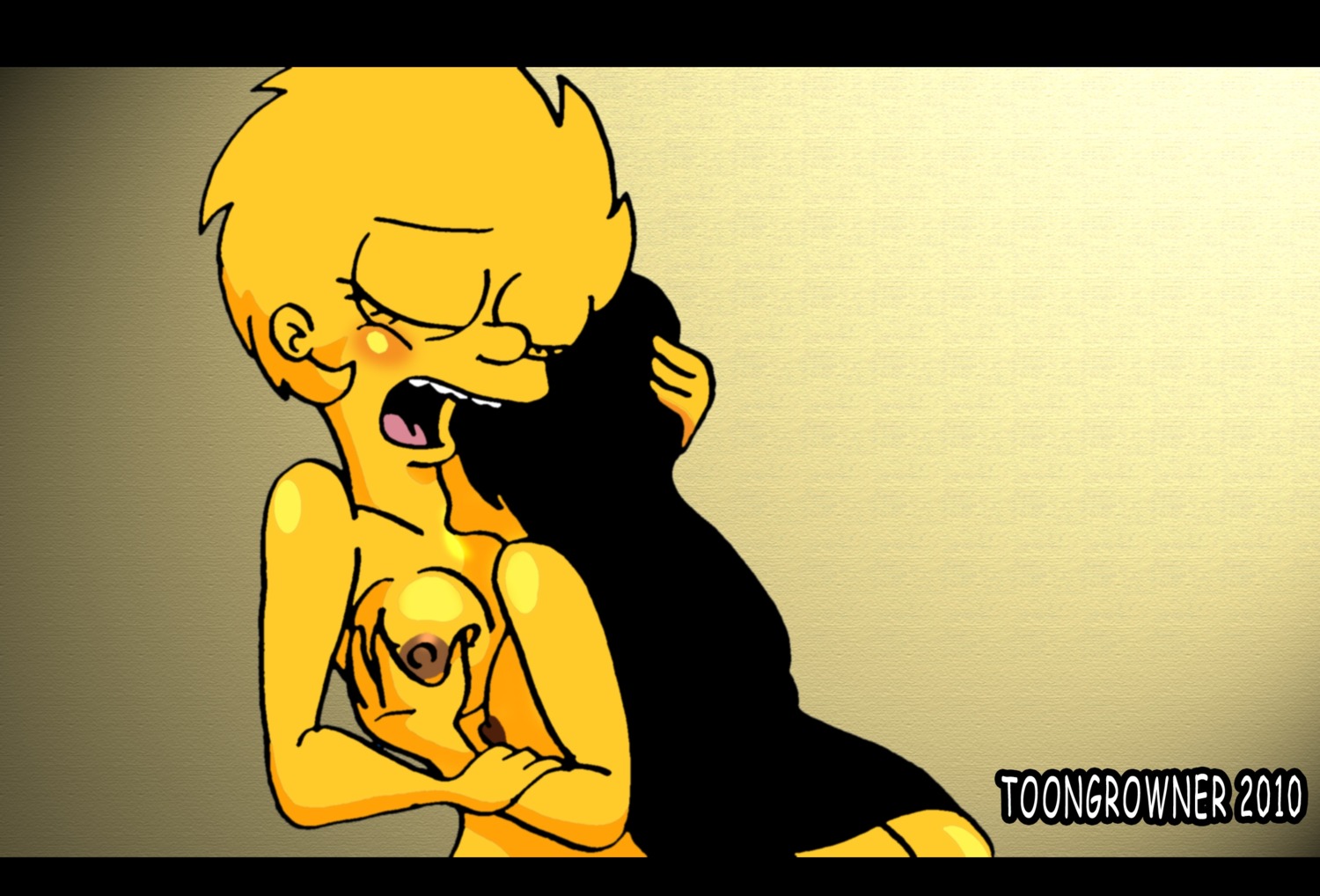 2010 20th_century_studios accurate_art_style black_hair breasts color exposed_breasts female female_only hair human human_only jessica_lovejoy lisa_simpson long_hair multiple_females multiple_girls nudity open_mouth rule34 short_hair skin spiky_hair the_simpsons toongrowner yellow_body yellow_hair yellow_skin yuri