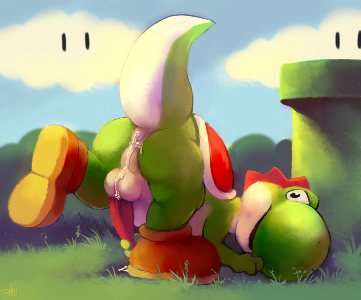 2011 after_sex color green_skin male male_only mario_(series) nintendo purplekecleon rule34 skin solo super_mario_bros. white_skin yoshi