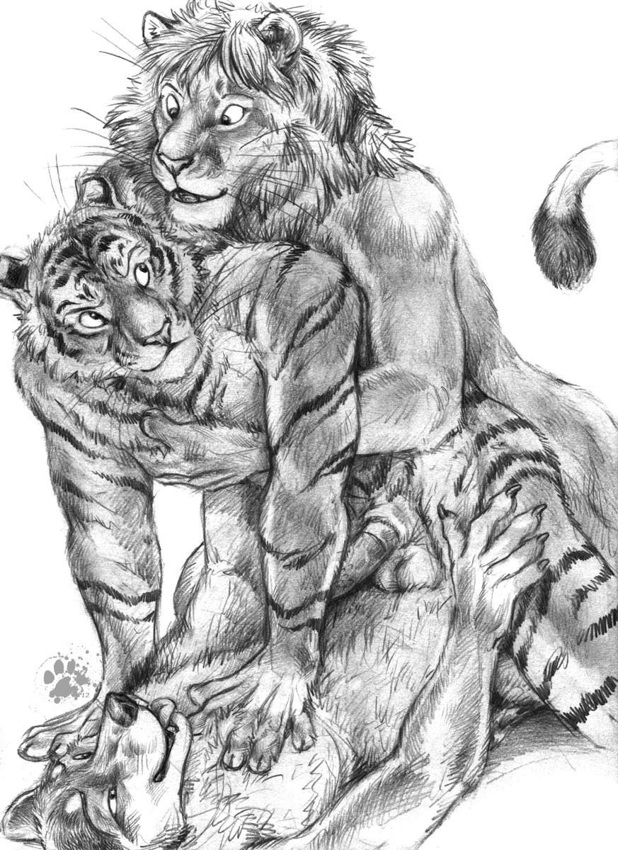 2012 all_fours anal anal_penetration anatomically_correct anatomically_correct_genitalia anatomically_correct_penis animal_genitalia animal_penis anthro arm_support balls bent_arm biceps blotch canid canine canis chest_grab cowgirl_position doggystyle e621 erection extended_arms eye_contact fangs felid feline_genitalia feline_penis forward_arm_support from_behind_position from_front_position fur genitals graphite_(artwork) greyscale group group_sex hand_on_chest hand_on_leg hand_on_thigh hi_res hug inner_ear_fluff interspecies leg_grab lion looking_at_another looking_back lying male male/male male_on_bottom male_on_top male_penetrated male_penetrating male_penetrating_male mammal mane markings monochrome muscular nude obscured_penetration on_back on_bottom on_top open_mouth pantherine pec_grab pecs penetration penile_spines penis scratches_volume_6 sex sheath simple_background spread_legs spreading straddling striped_body striped_fur stripes tail teeth thigh_grab threesome tiger tongue tongue_out traditional_media_(artwork) trio tuft whiskers white_background wolf