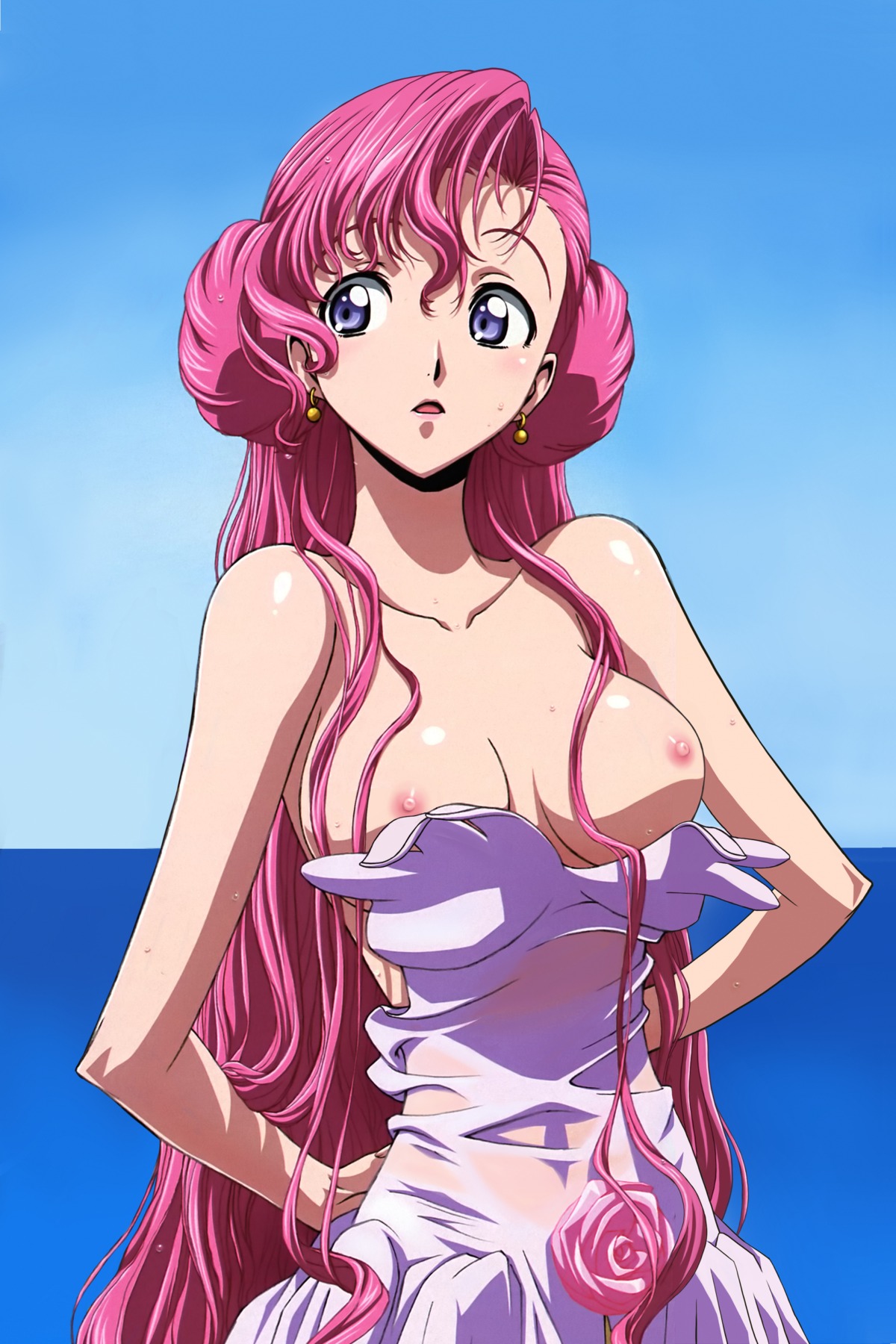 breasts code_geass dress euphemia_li_britannia female high_resolution nipples photoshop rule34 wet_clothes