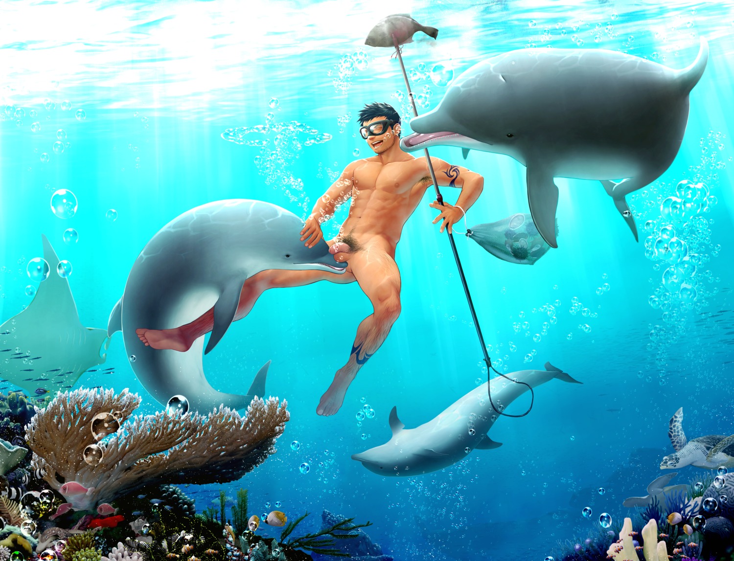 acanthurid anthozoan aquatic armpit_hair ball_nuzzling balls bestiality black_hair blowhole body_hair bubble butterflyfish cetacean clownfish cnidarian coral dolphin e621 eyewear feral fin fish fishing flaccid flounder genitals goby goggles group hair hi_res holding_object human human_on_feral humanoid_genitalia humanoid_penis interspecies lagoon_triggerfish male mammal manta_ray melee_weapon mentaiko nude oceanic_dolphin open_mouth penis polearm pomacentrid pubes ray_(fish) regal_tang reptile scalie sea_turtle shark spear spearfishing tattoo tetraodontiform threadfin_butterflyfish toothed_whale tribal tribal_tattoo triggerfish turtle underwater water weapon